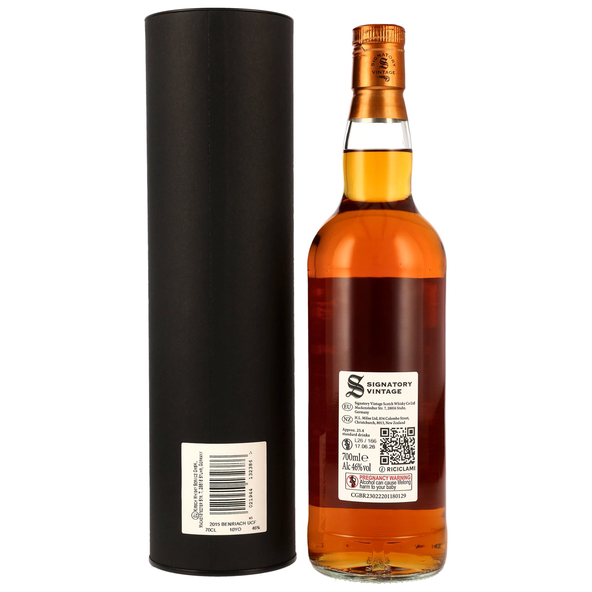 Benriach 10 Jahre 2015/2026 Oloroso Sherry Casks Signatory Vintage Un-Chillfiltered Collection 46.0% 0,7l – Ansicht 2