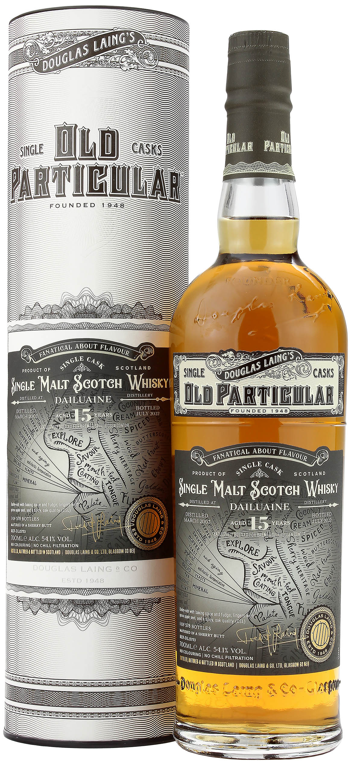 Ohne Umverpackung Dailuaine 15 Jahre 2007/2022 Sherry Cask Old Particular 54.1% 0,7l
