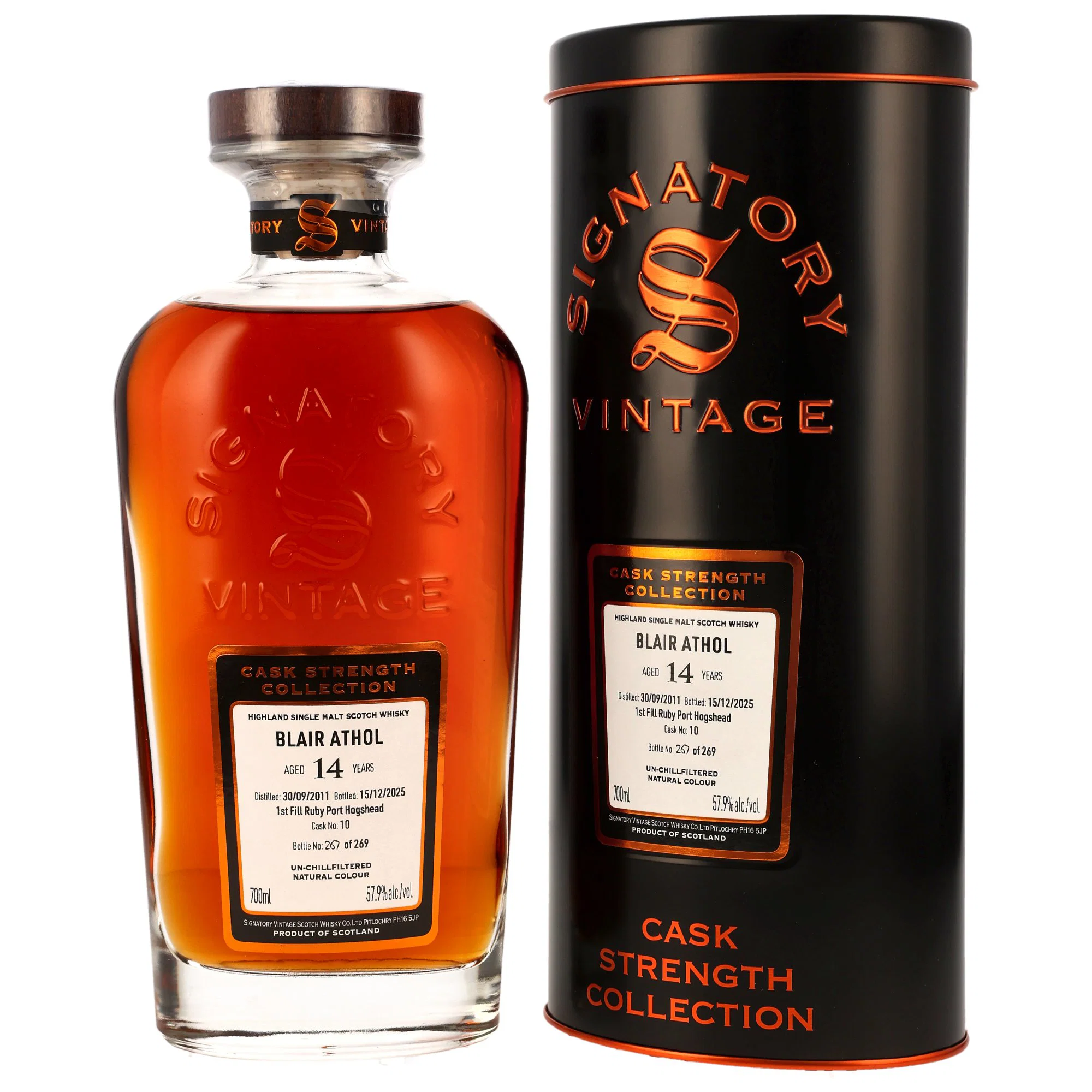 Blair Athol 14 Jahre 2011/2025 1st Fill Ruby Port Cask #10 Signatory Cask Strength 57.9% 0,7l