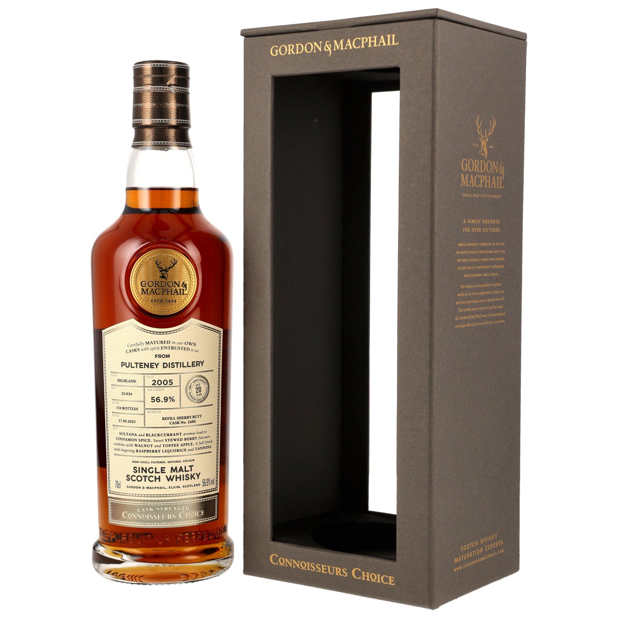 Pulteney 20 Jahre 2005/2025 Refill Sherry Butt #1680 G&M Connoisseurs Choice Cask Strength 56.9% 0,7l