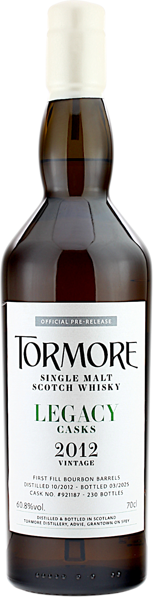 Tormore 12 Jahre 2012/2025 1st Fill Bourbon Barrels #921187 Legacy Casks 60.8% 0,7l