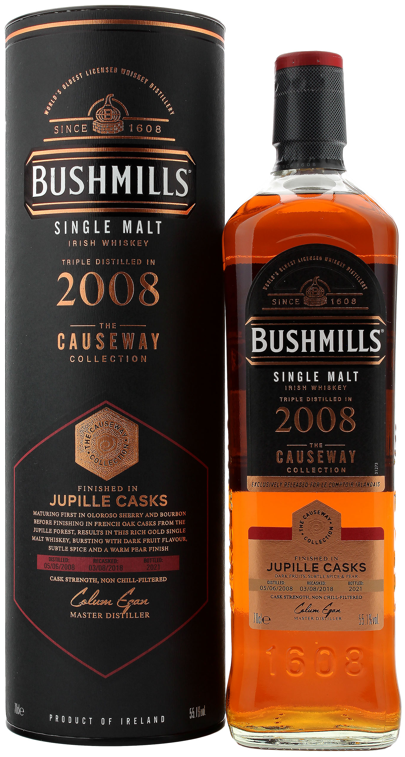 Bushmills 13 Jahre 2008/2021 Jupille Cask Finish Causeway Collection 55.1% 0,7l