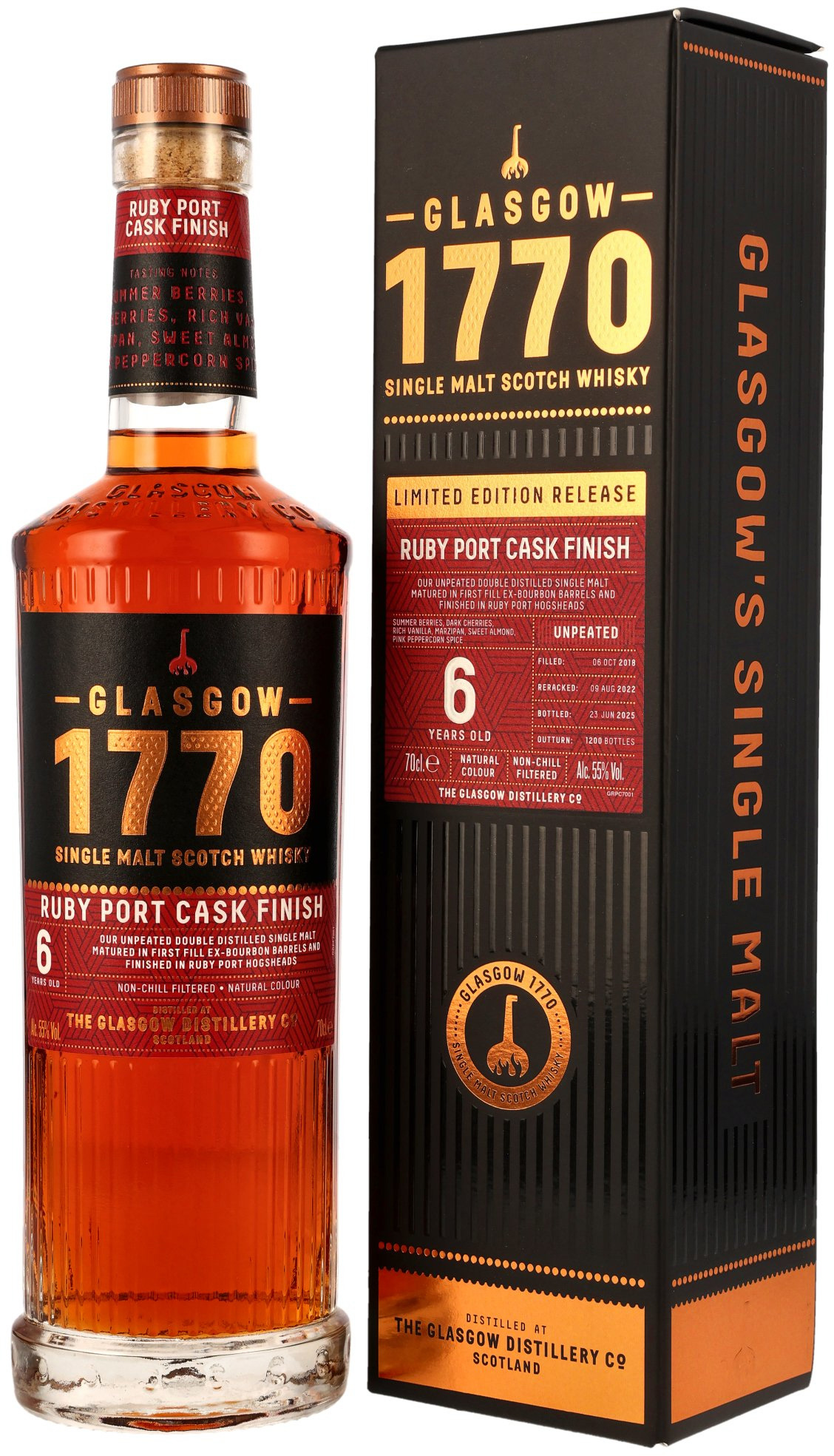 Glasgow 1770 6 Jahre 2018/2025 Ruby Port Cask Finish 55.0% 0,7l