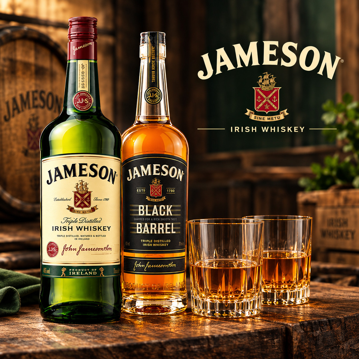 Jameson vor einem Fass