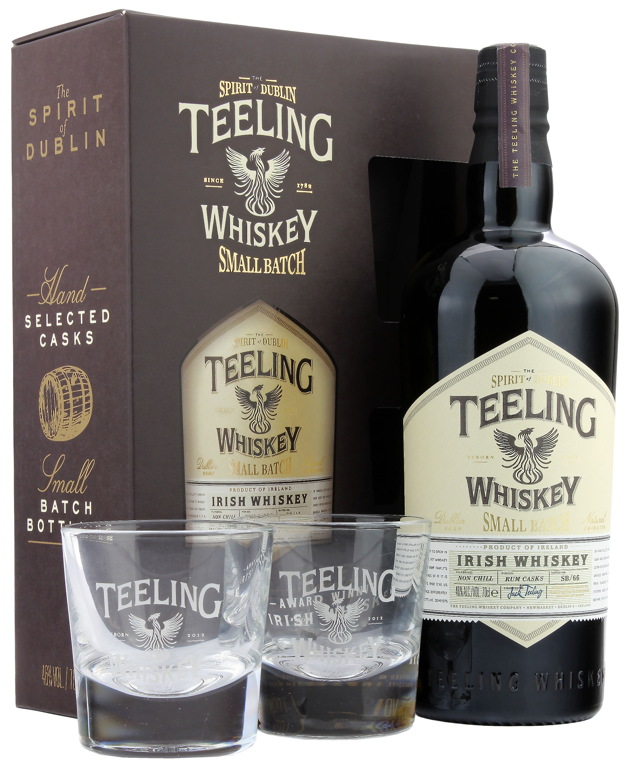 Teeling Rum Cask Small Batch Geschenkset mit 2 Tumbler Gläser 46.0% 0,7l