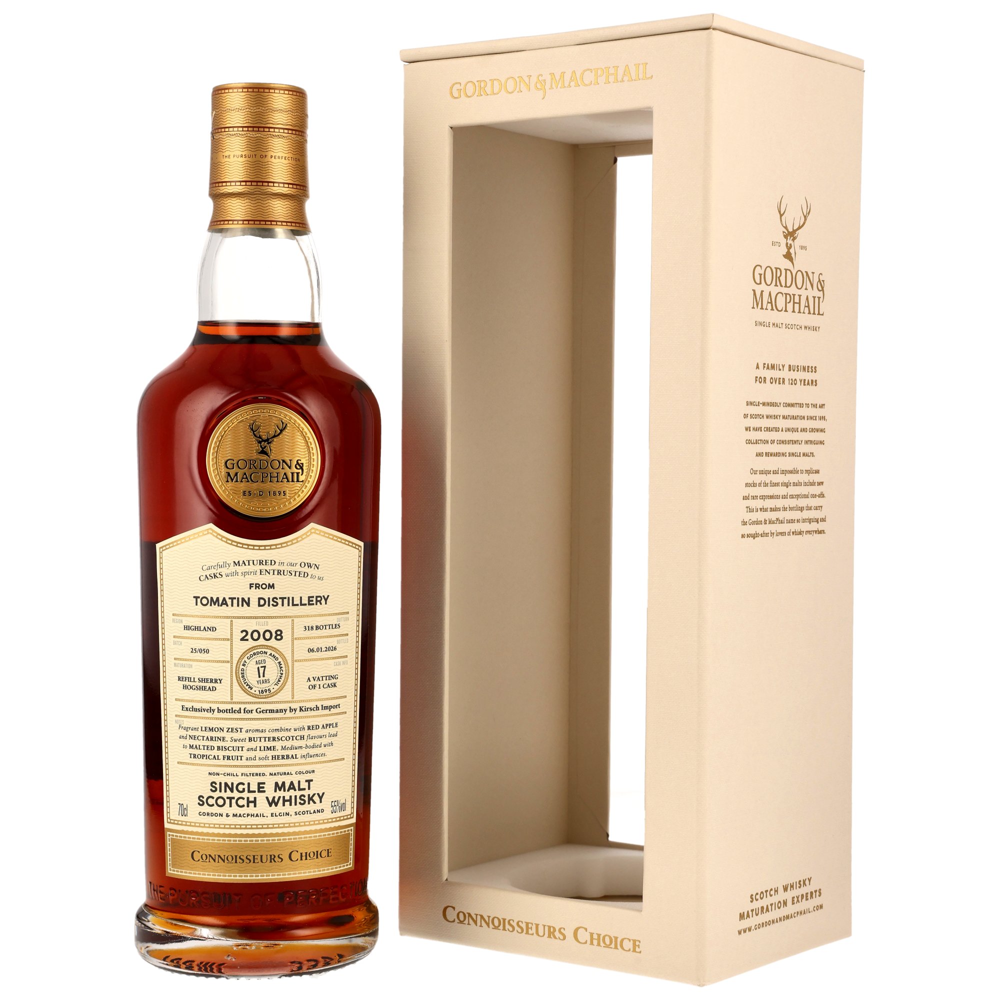 Tomatin 17 Jahre 2008/2026 Refill Sherry Hogshead G&M Connoisseurs Choice Kirsch 55.0% 0,7l