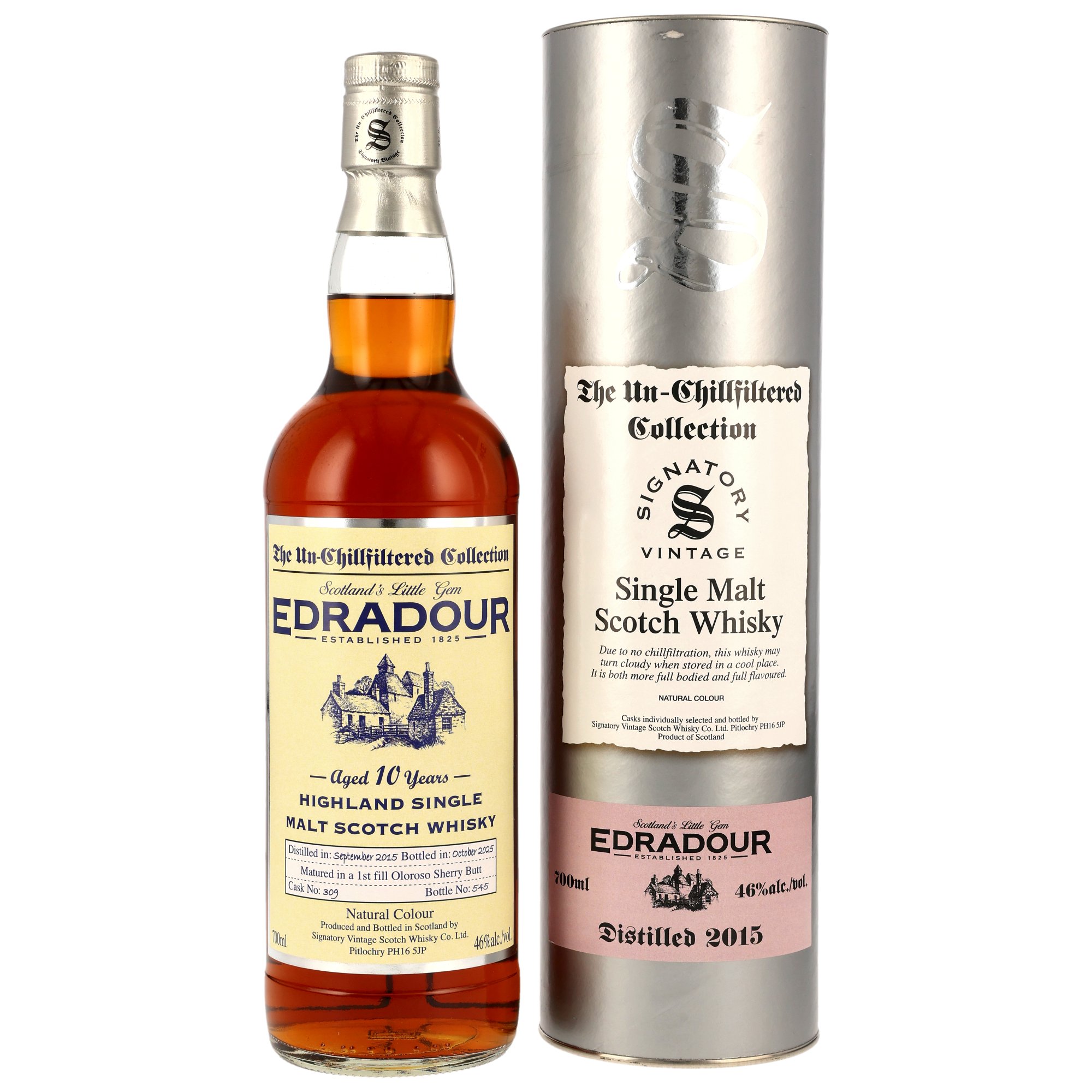Edradour 10 Jahre 2015/2025 #309 Signatory Un-Chillfiltered 46.0% 0,7l