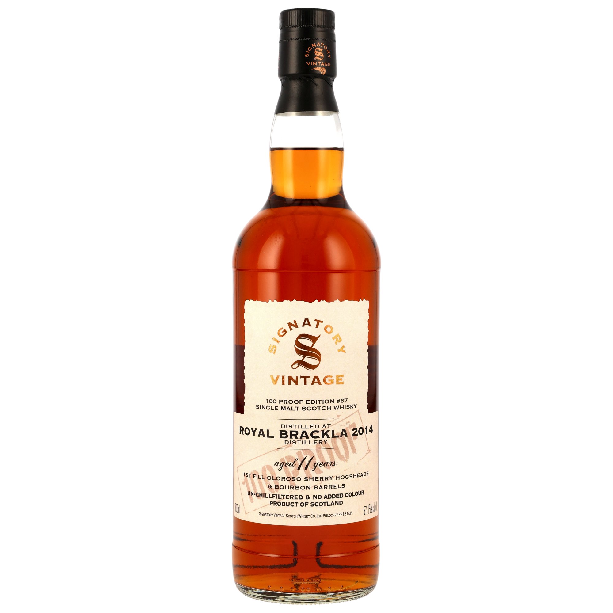Royal Brackla 11 Jahre 2014/2025 1st Fill Oloroso Sherry & Bourbon Casks Signatory 100 PROOF Edition #67 57.1% 0,7l