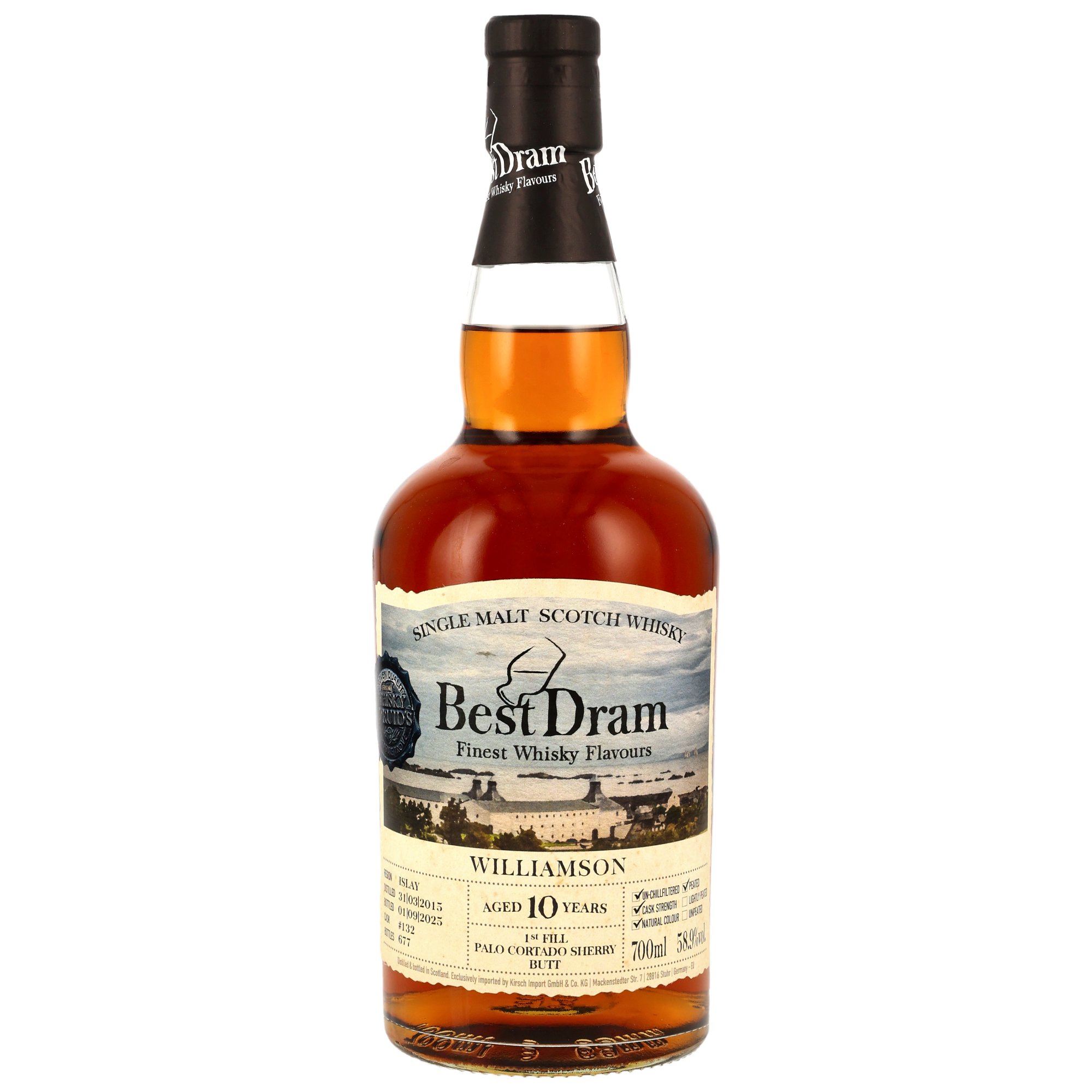 Williamson 10 Jahre 2015/2025 1st Fill Palo Cortado Sherry Butt #132 (Best Dram) 58.9% 0,7l