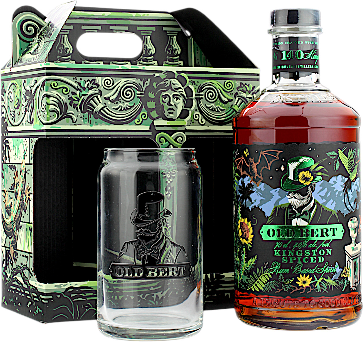 Albert Michler Old Bert Jamaican Kingston Spiced Geschenkset mit einem Glas 40.0% 0,7l