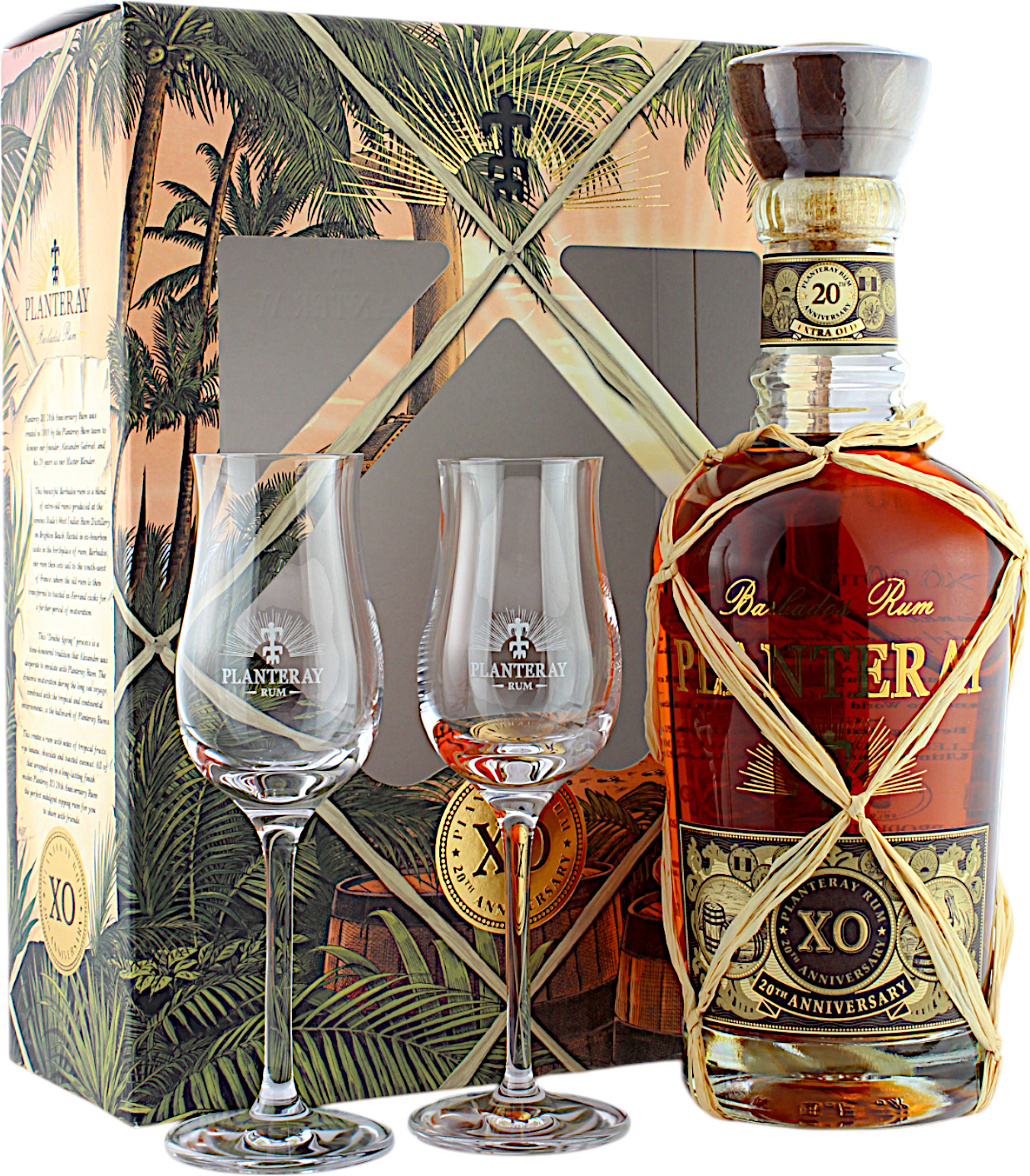 Planteray Barbados X.O. Rum 20th Anniversary Geschenkset mit 2 Gläser 40.0% 0,7l