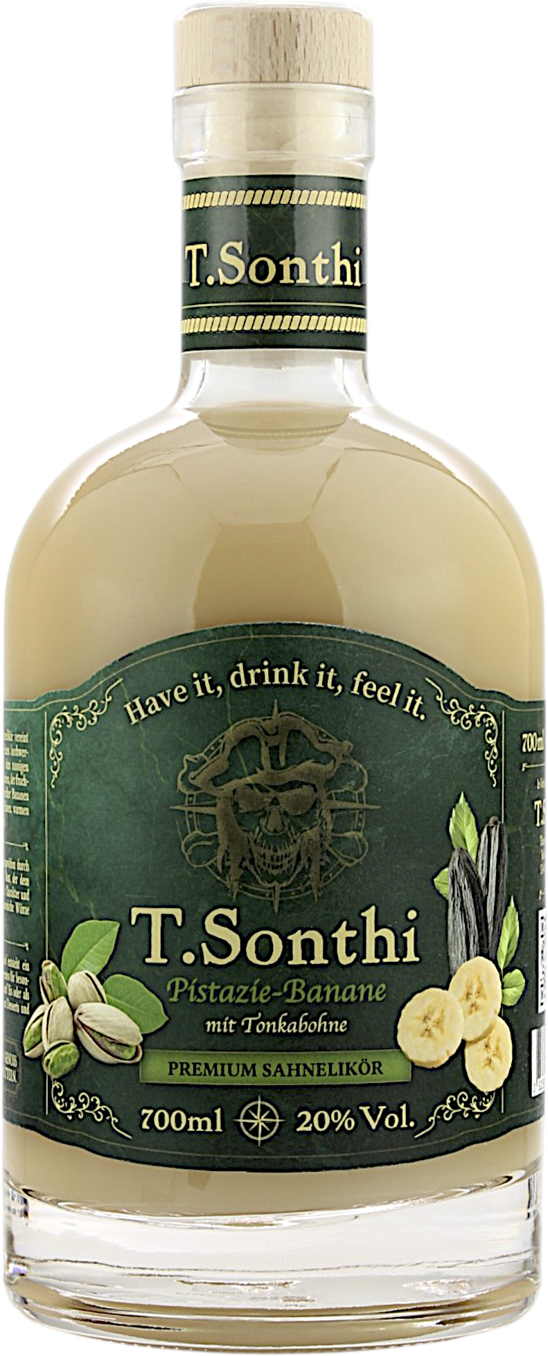 T. Sonthi Premium Sahnelikör Pistazie Banane & Tonkabohne 20.0% 0,7l