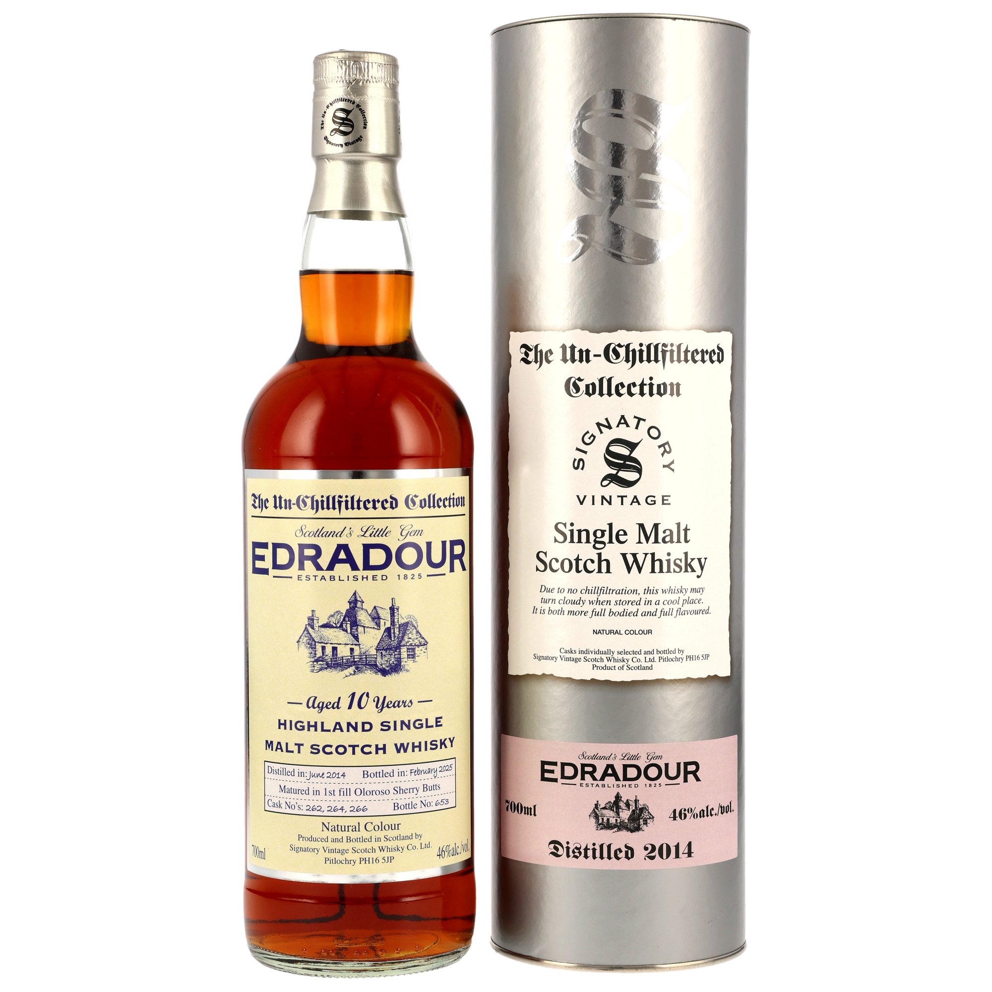 Edradour 10 Jahre 2014/2025 #262, #264, #266 Signatory Un-Chillfiltered 46.0% 0,7l