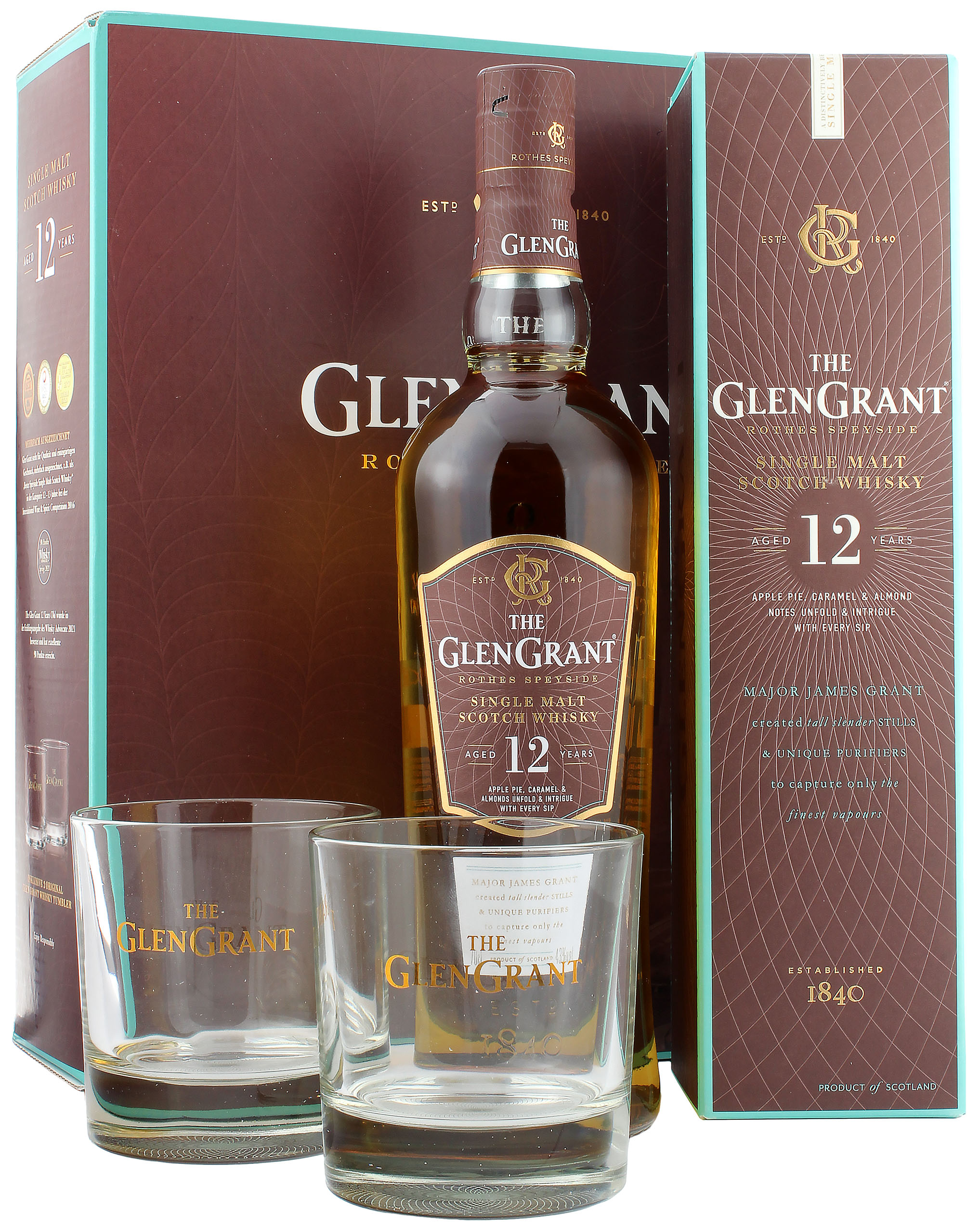 Glen Grant 12 Jahre Geschenkset mit 2 Gläsern 43.0% 0,7l