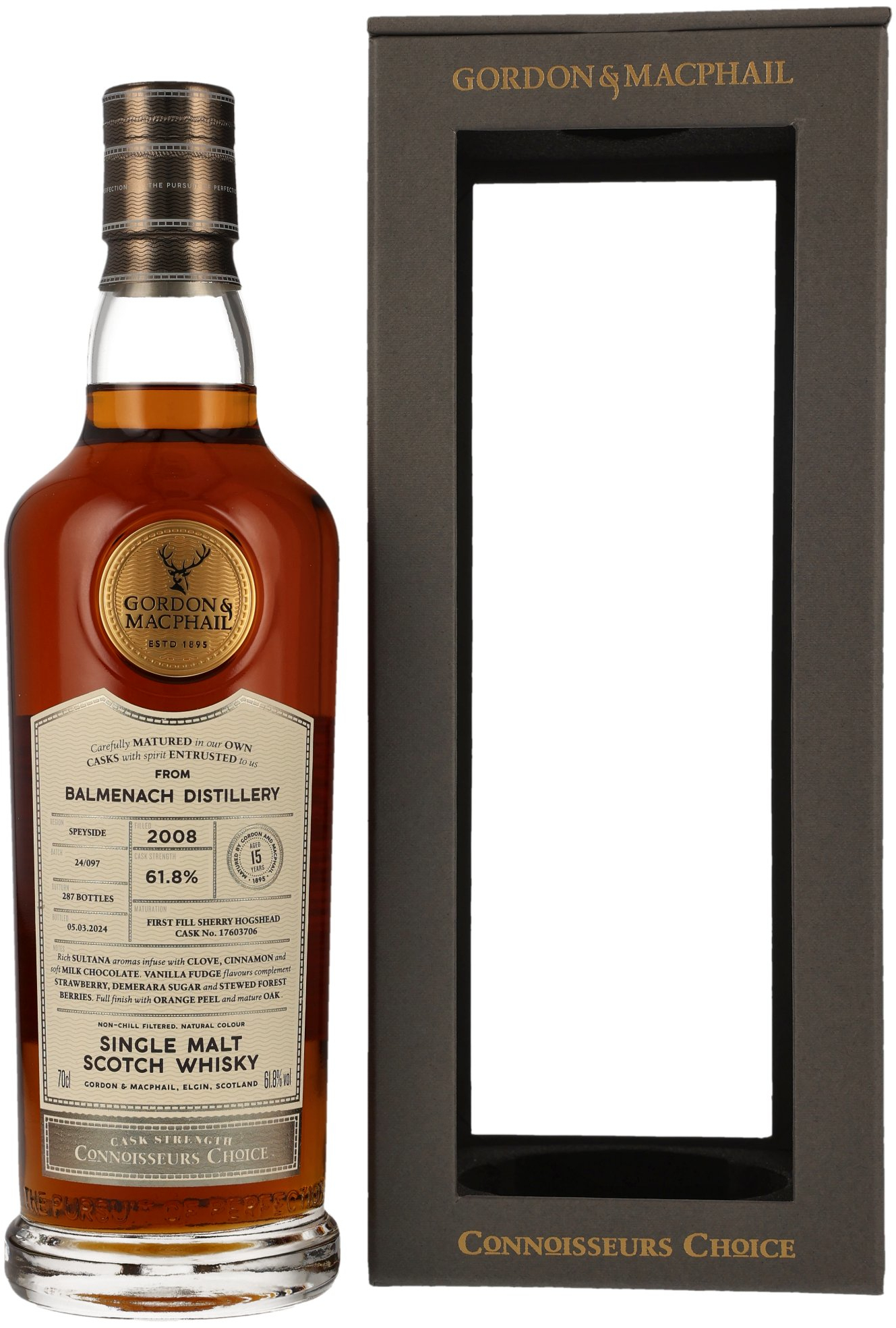 Balmenach 15 Jahre 2008/2024 G&M Connoisseurs Choice Cask Strength 61.8% 0,7l