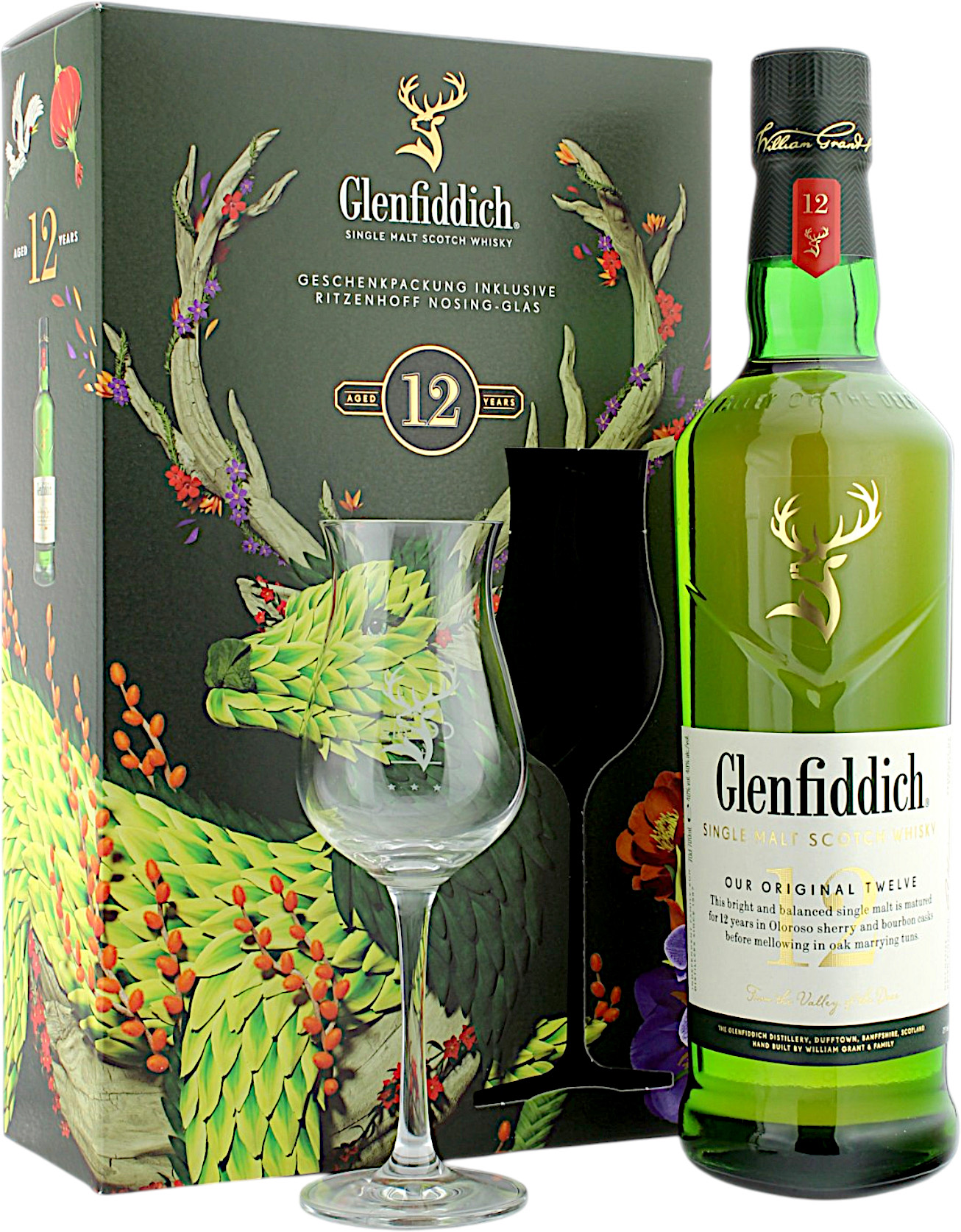 Glenfiddich 12 Jahre Geschenkset mit Nosing Glas 40.0% 0,7l