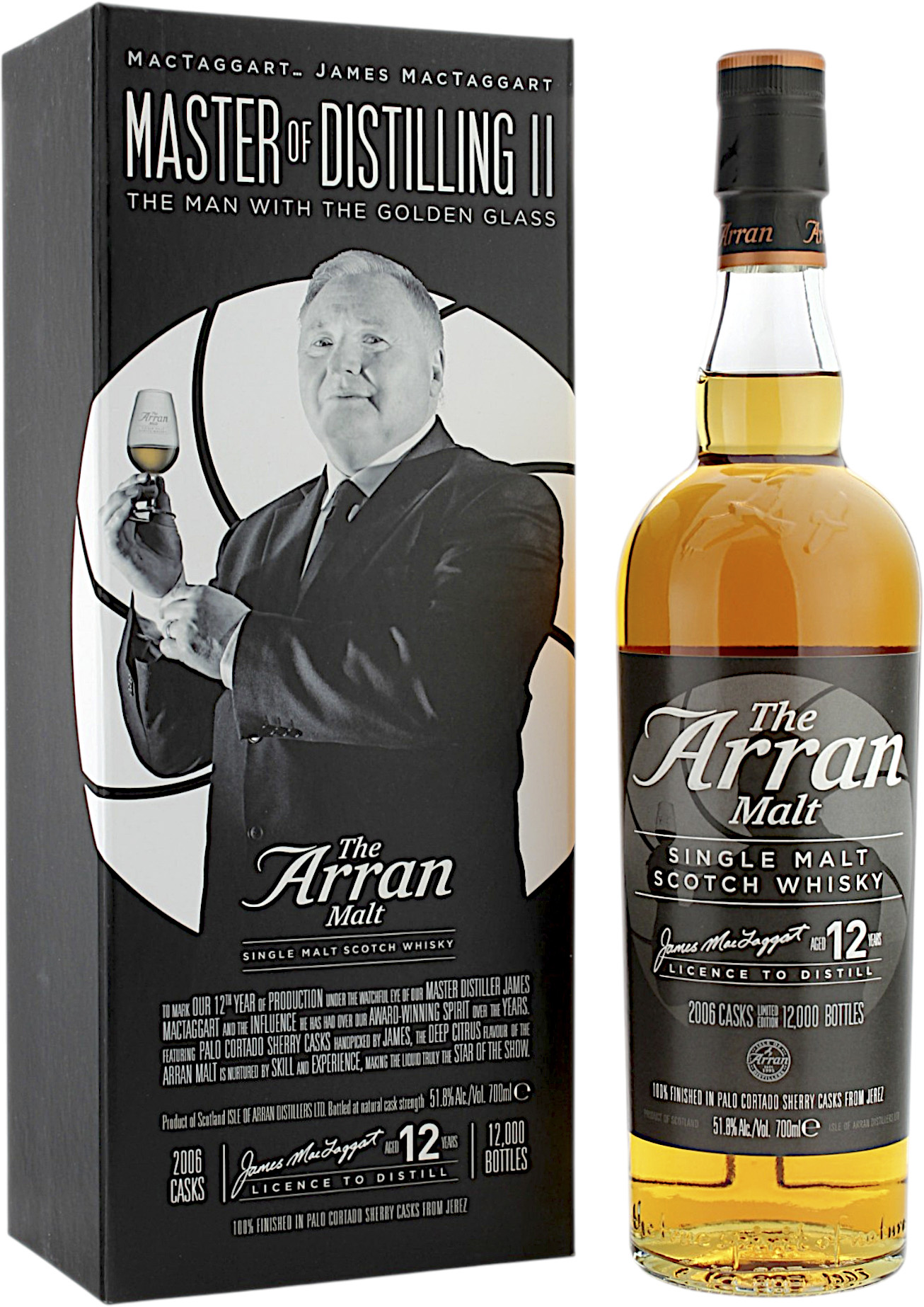 Arran 12 Jahre 2006 The Man With The Golden Glass Master of Distilling James MacTaggart 51.8% 0,7l