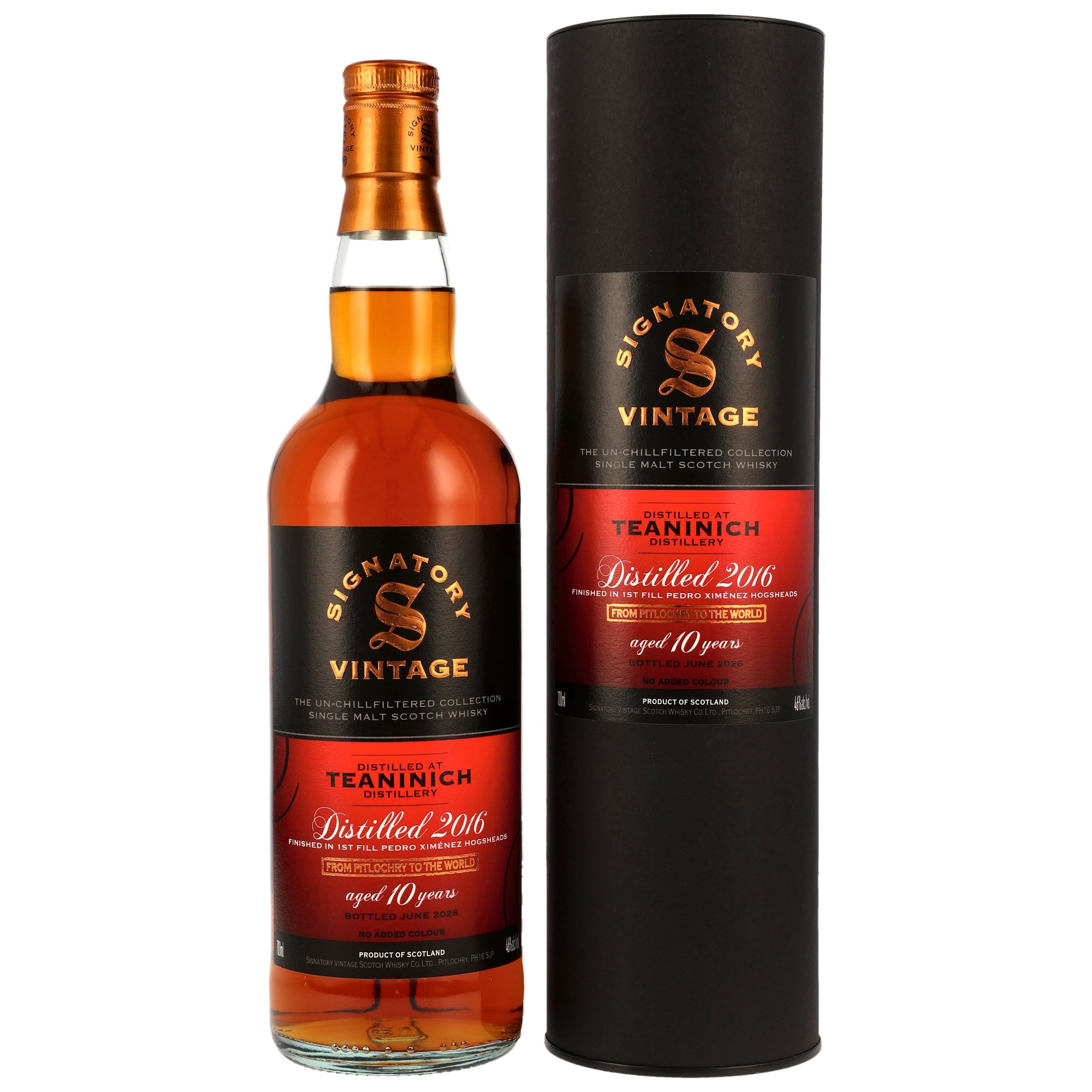 Teaninich 10 Jahre 2016/2026 1st Fill PX Sherry Casks Finish Signatory Vintage Un-Chillfiltered Collection 46.0% 0,7l