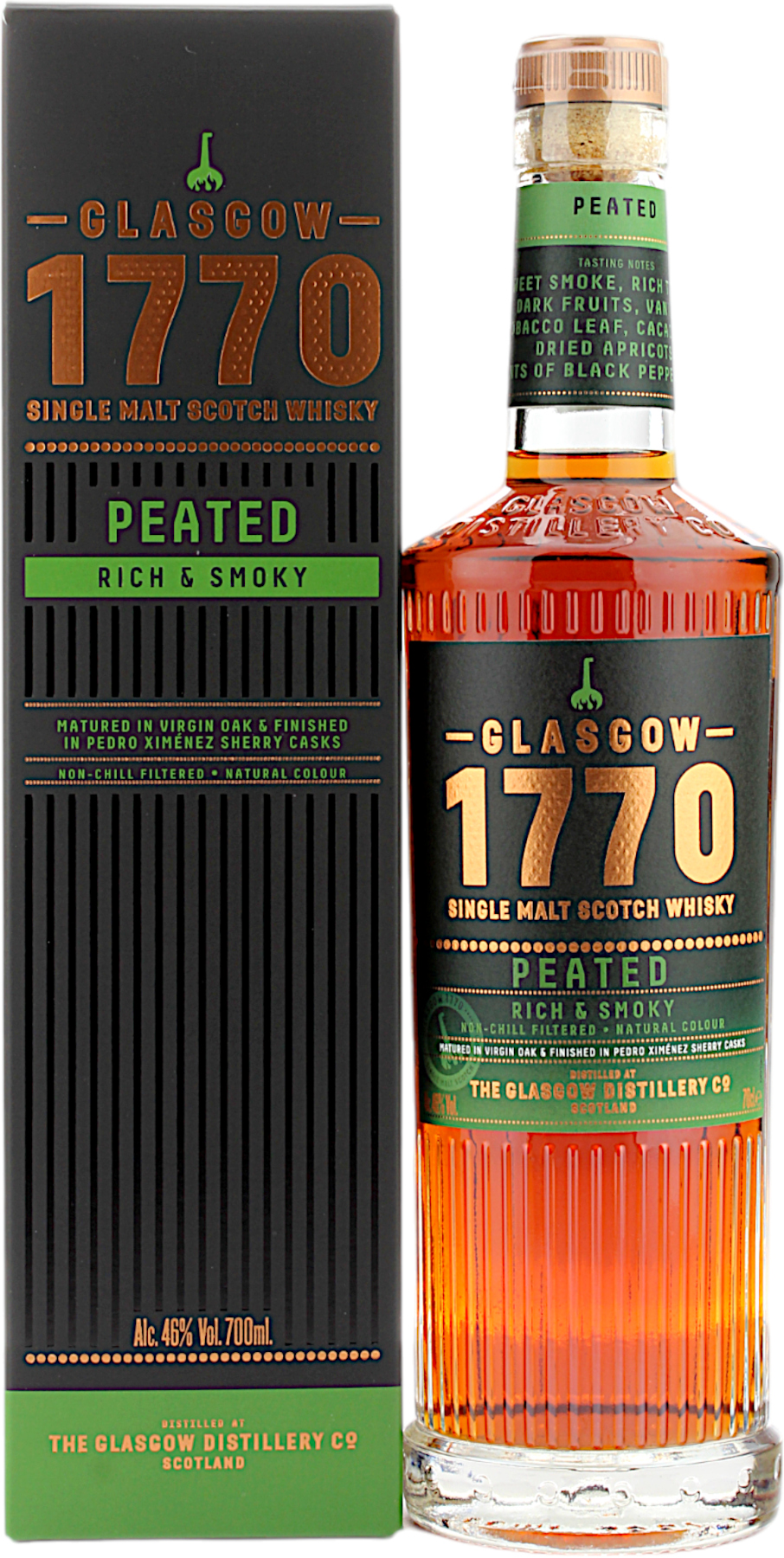 1770 Glasgow Distillery Peated Single Malt Rich & Smoky 46.0% 0,7l