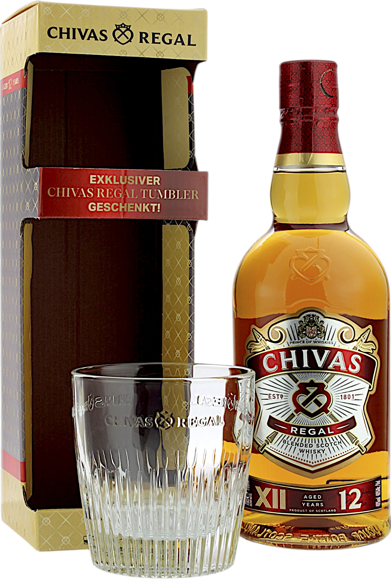 Chivas Regal 12 Jahre mit einem Glas 40.0% 0,7l