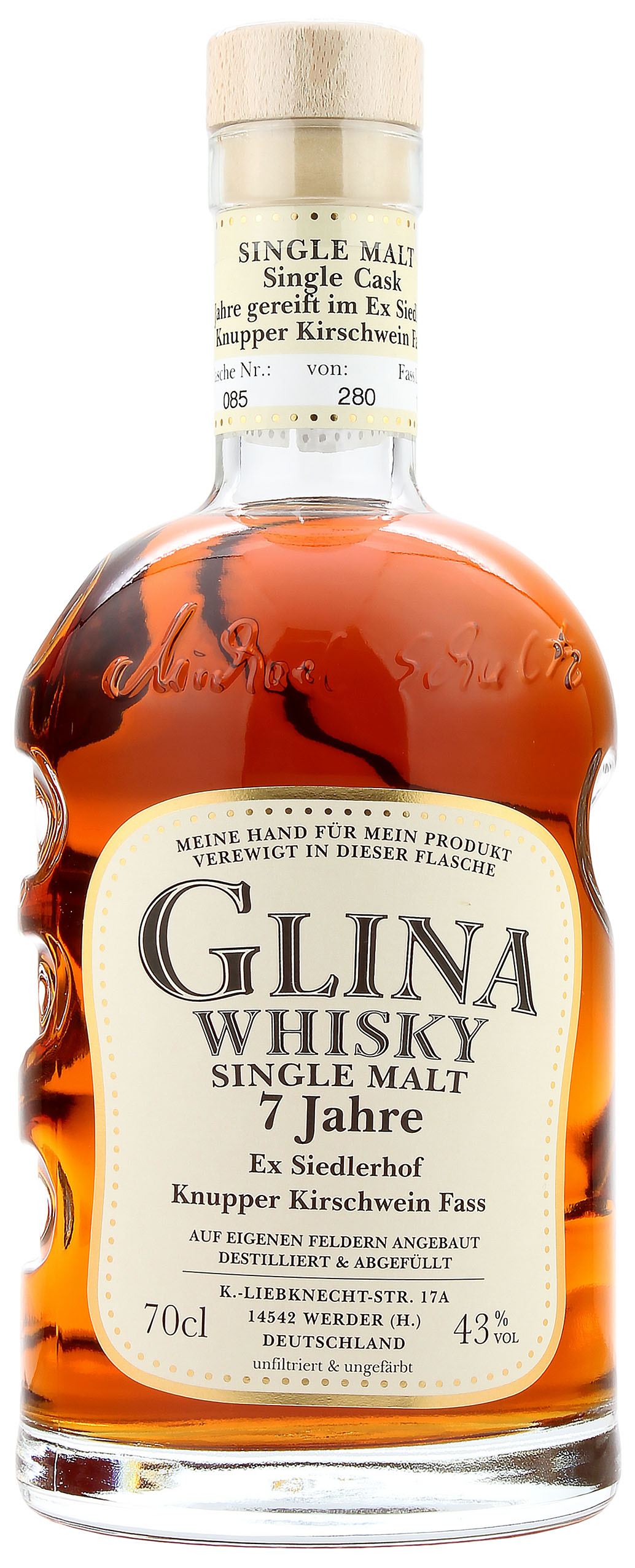 Glina Whisky Knupper Kirschwein Fass 43.0% 0,7l