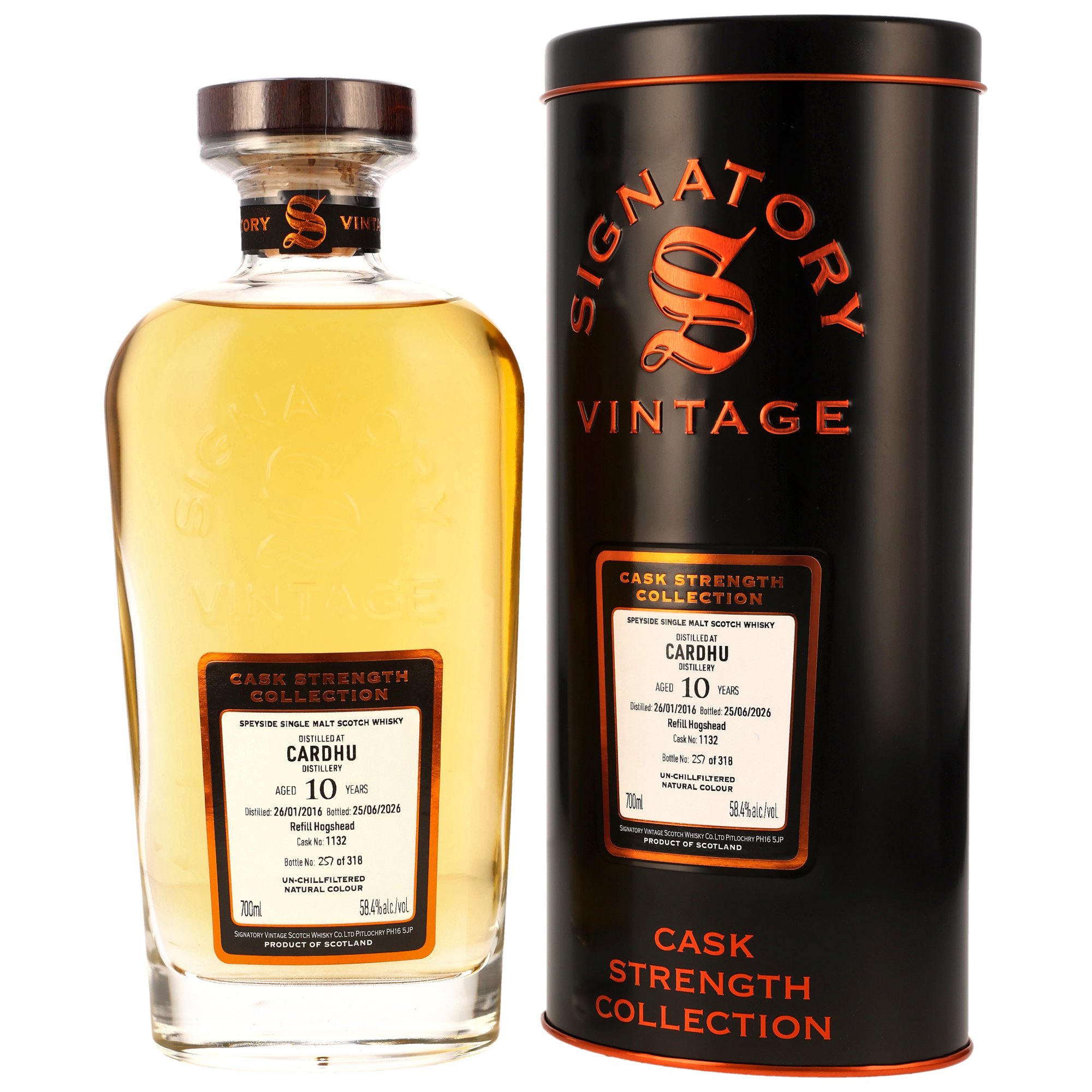 Cardhu 10 Jahre 2016/2026 Refill Hogshead #1132 Signatory Vintage CS 58.4% 0,7l