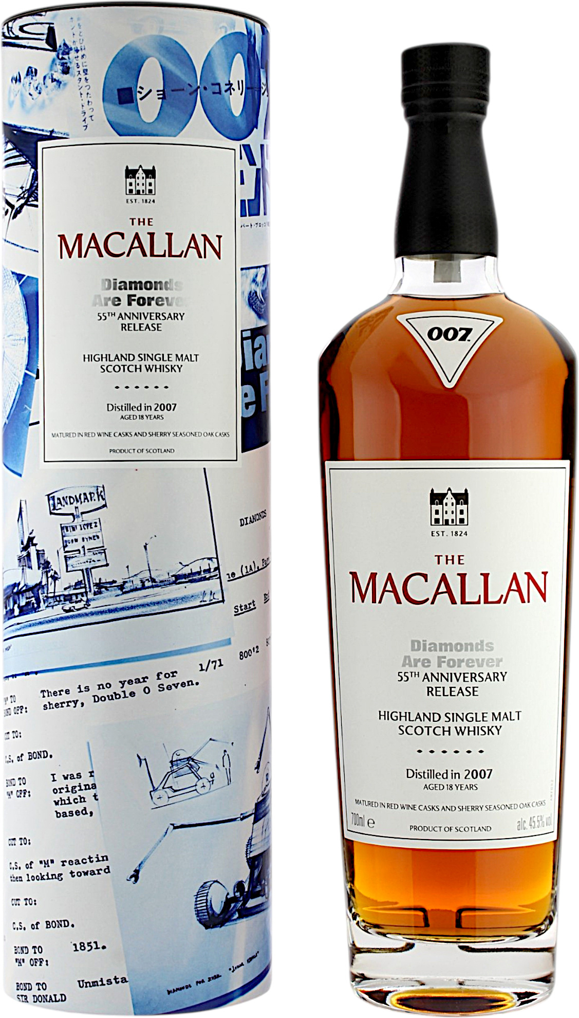 Macallan 18 Jahre 2007 James Bond 55th Anniversary Release Diamonds Are Forever 45.5% 0,7l