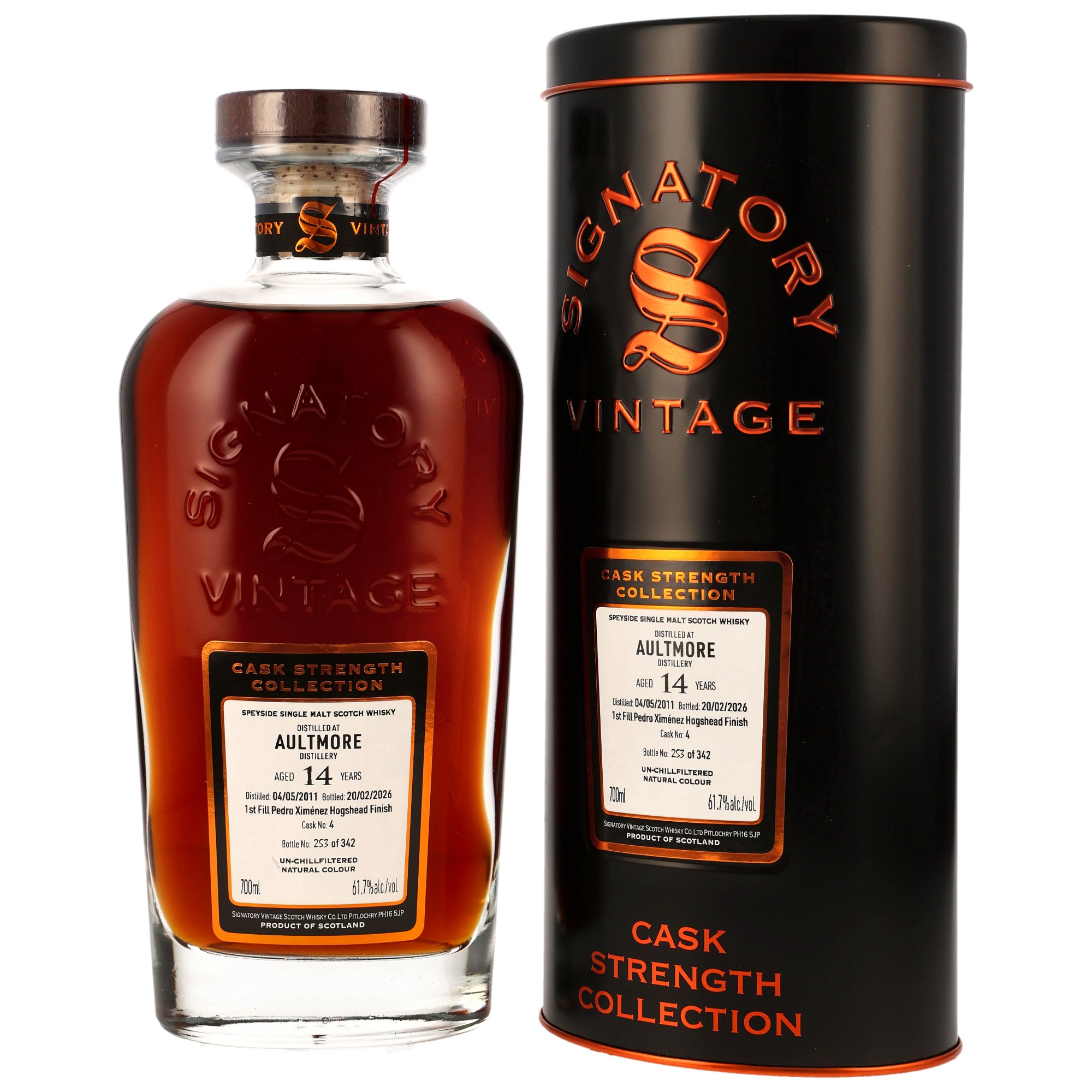 Aultmore 14 Jahre 2011/2026 1st Fill PX Cask Finish #4 Signatory Cask Strength 61.7% 0,7l