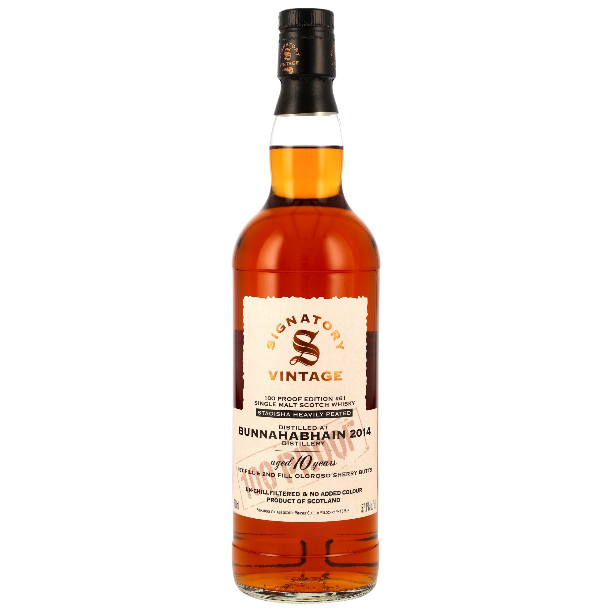 Bunnahabhain Staoisha 10 Jahre 2014/2025 Signatory 100 PROOF Edition #61 57.1% 0,7l