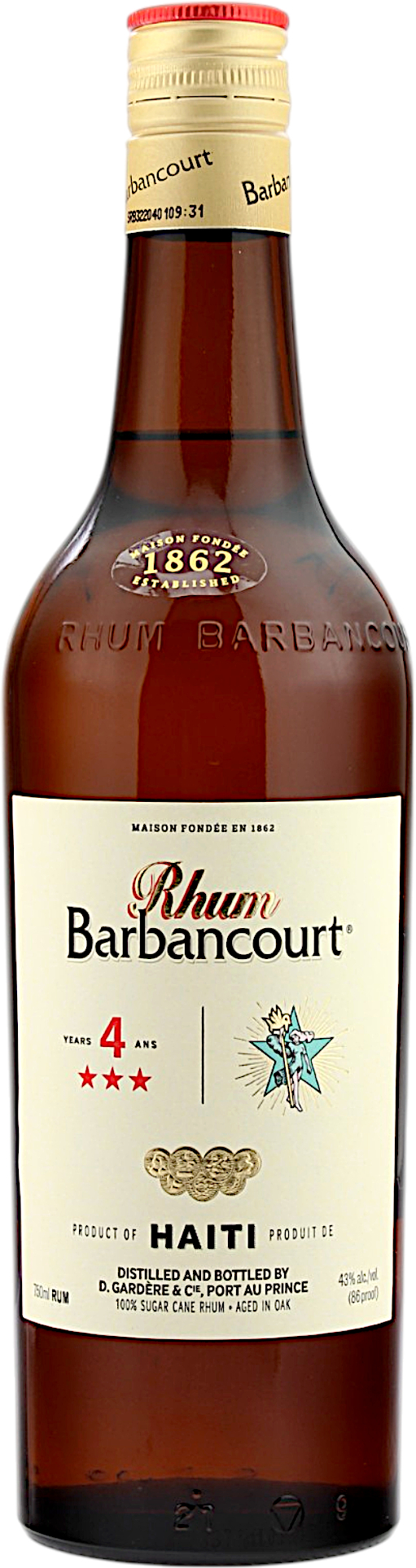 Barbancourt Rhum Three Stars 4 Jahre 43.0% 0,7l