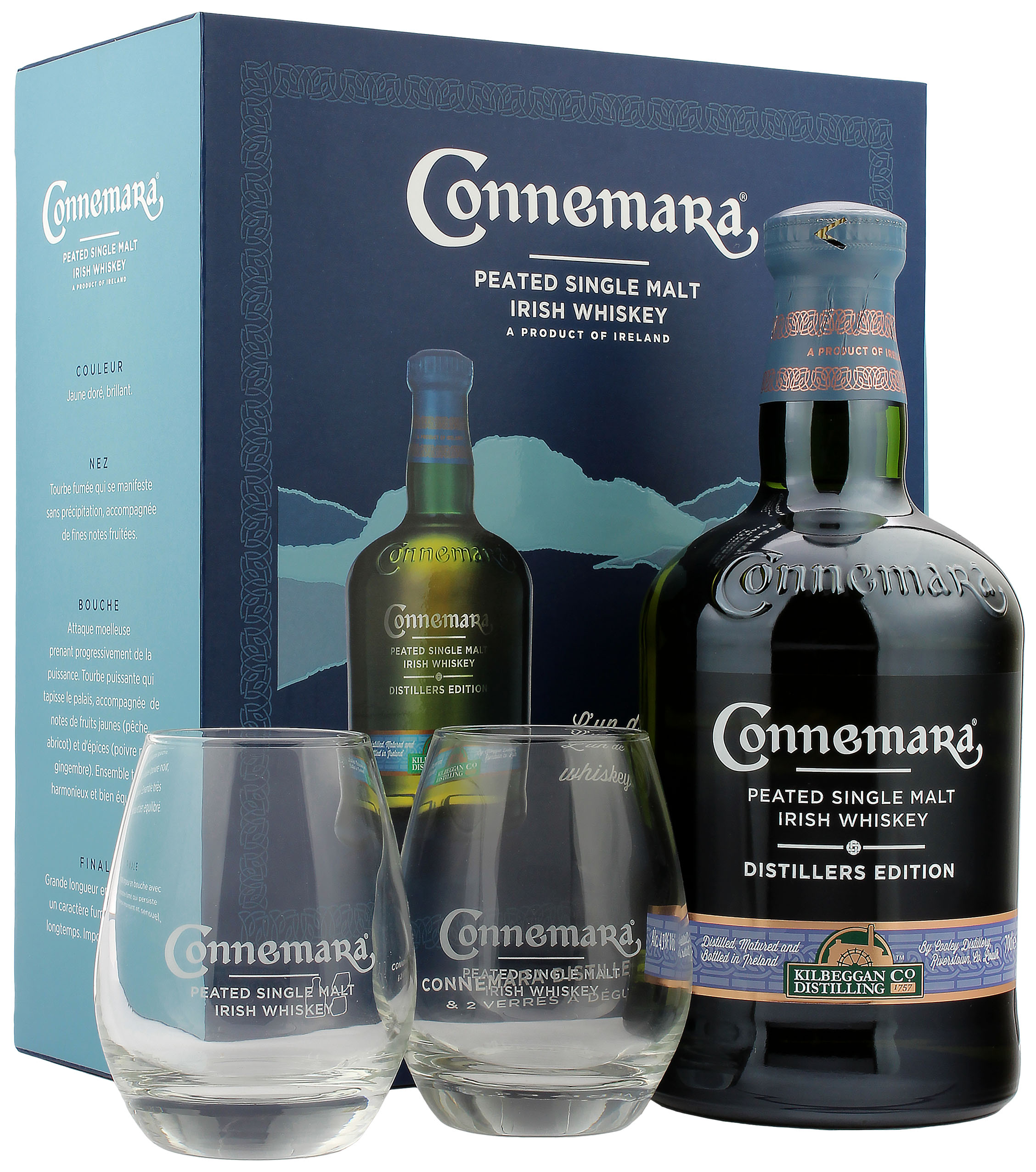 Connemara Distillers Edition Geschenkset mit 2 Gläsern 43.0% 0,7l