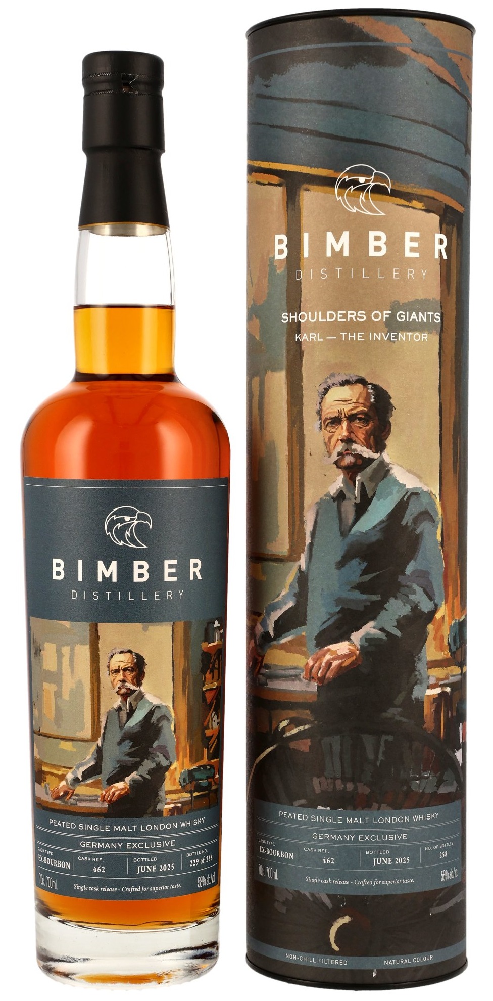 Bimber Peated Ex Bourbon Cask #462 Karl The Inventor Shoulder of Giants 2025 58.0% 0,7l