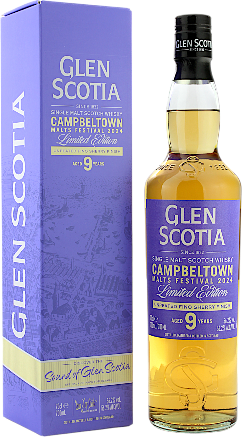 Glen Scotia 9 Jahre Unpeated Fino Sherry Finish Campbeltown Malts Festival 2024 56.2% 0,7l