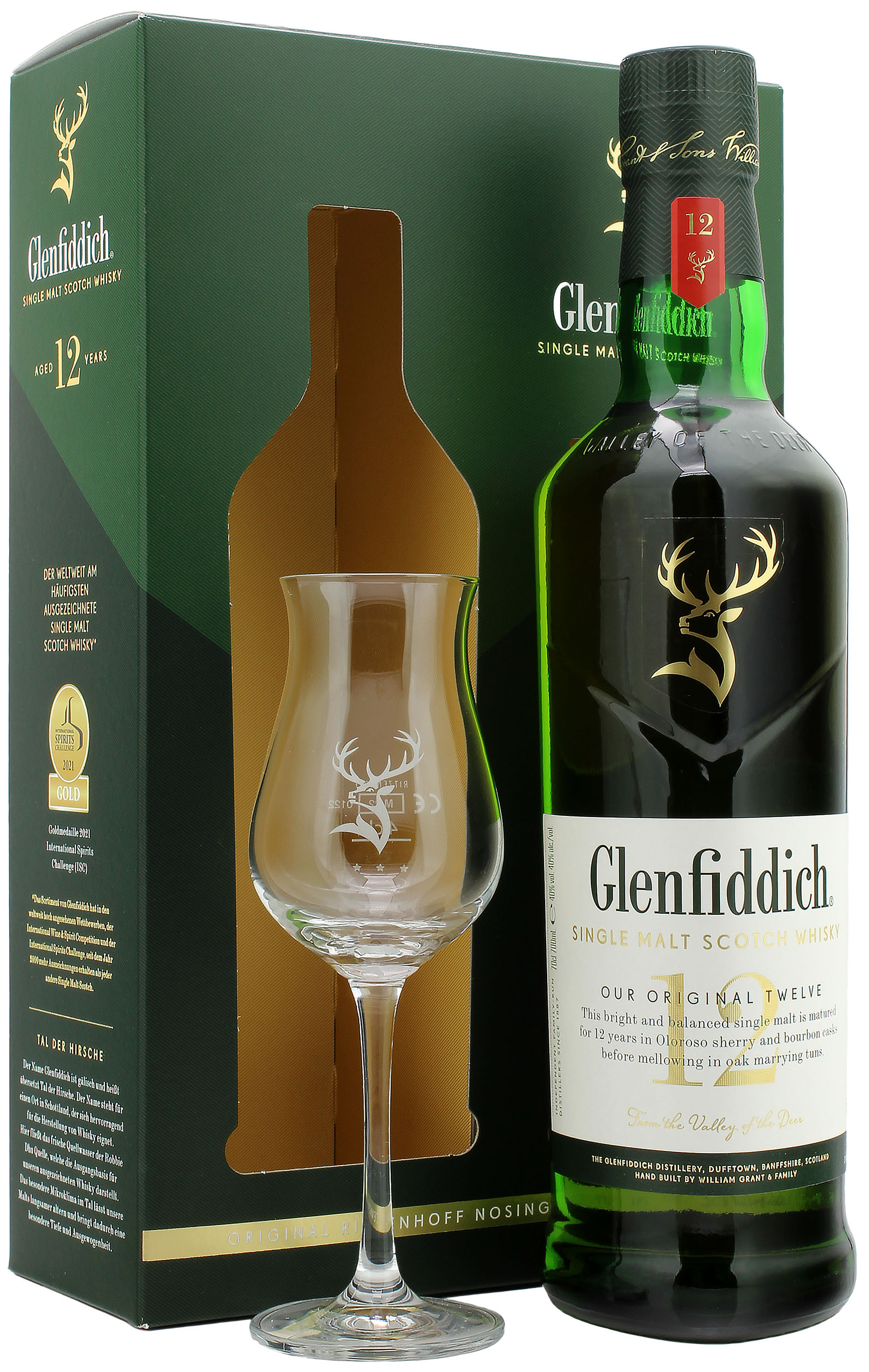 Glenfiddich 12 Jahre Geschenkset mit Nosing Glas 40.0% 0,7l