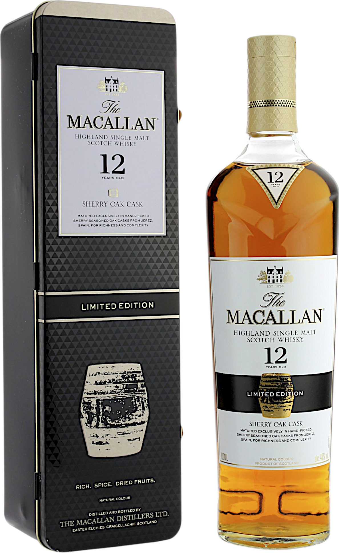 Macallan 12 Jahre Sherry Oak Cask 2018 Tin Gift Box Limited Edition 40.0% 0,7l