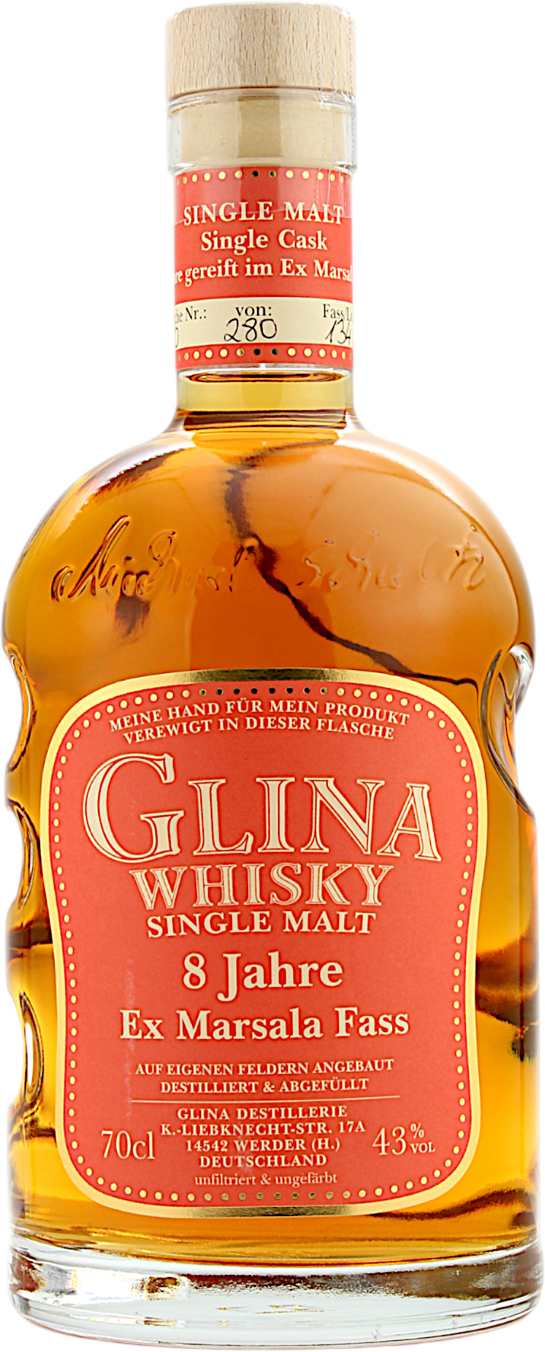 Glina Whisky 8 Jahre Ex Marsala Fass Single Cask 43.0% 0,7l