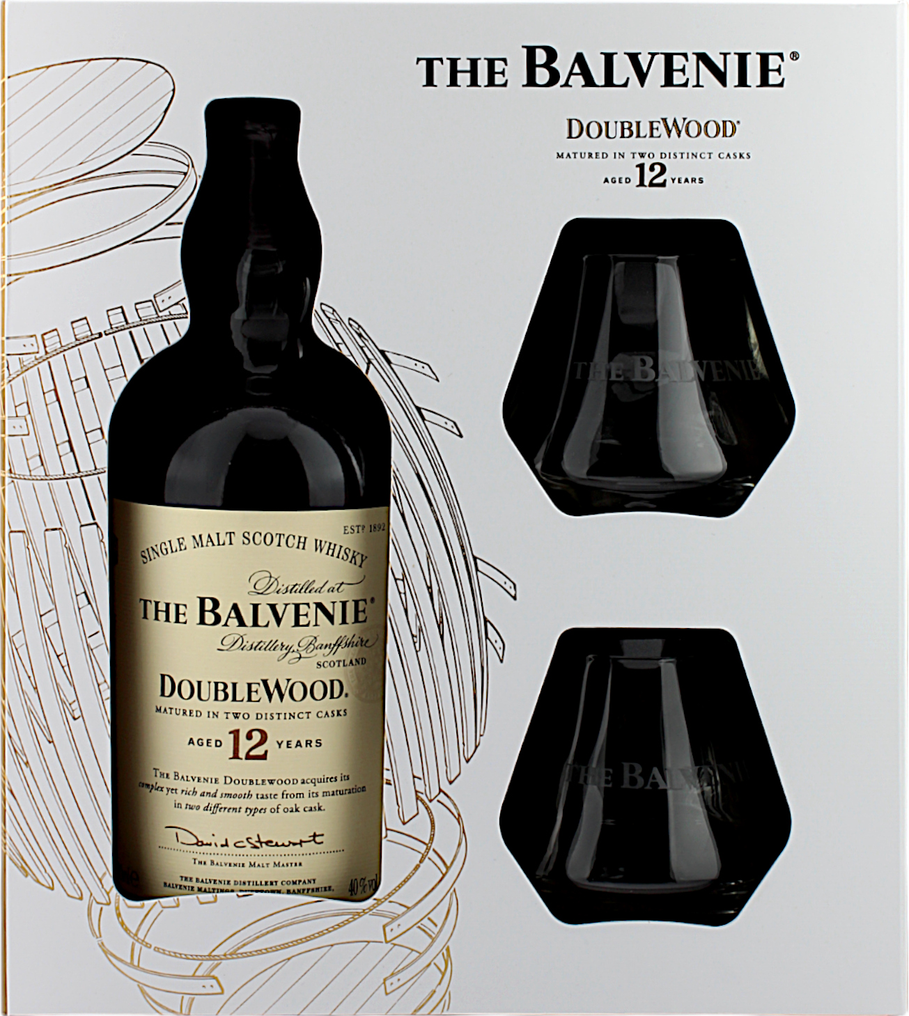 Balvenie Double Wood 12 Jahre Geschenkset mit 2 Gläsern 40.0% 0,7l