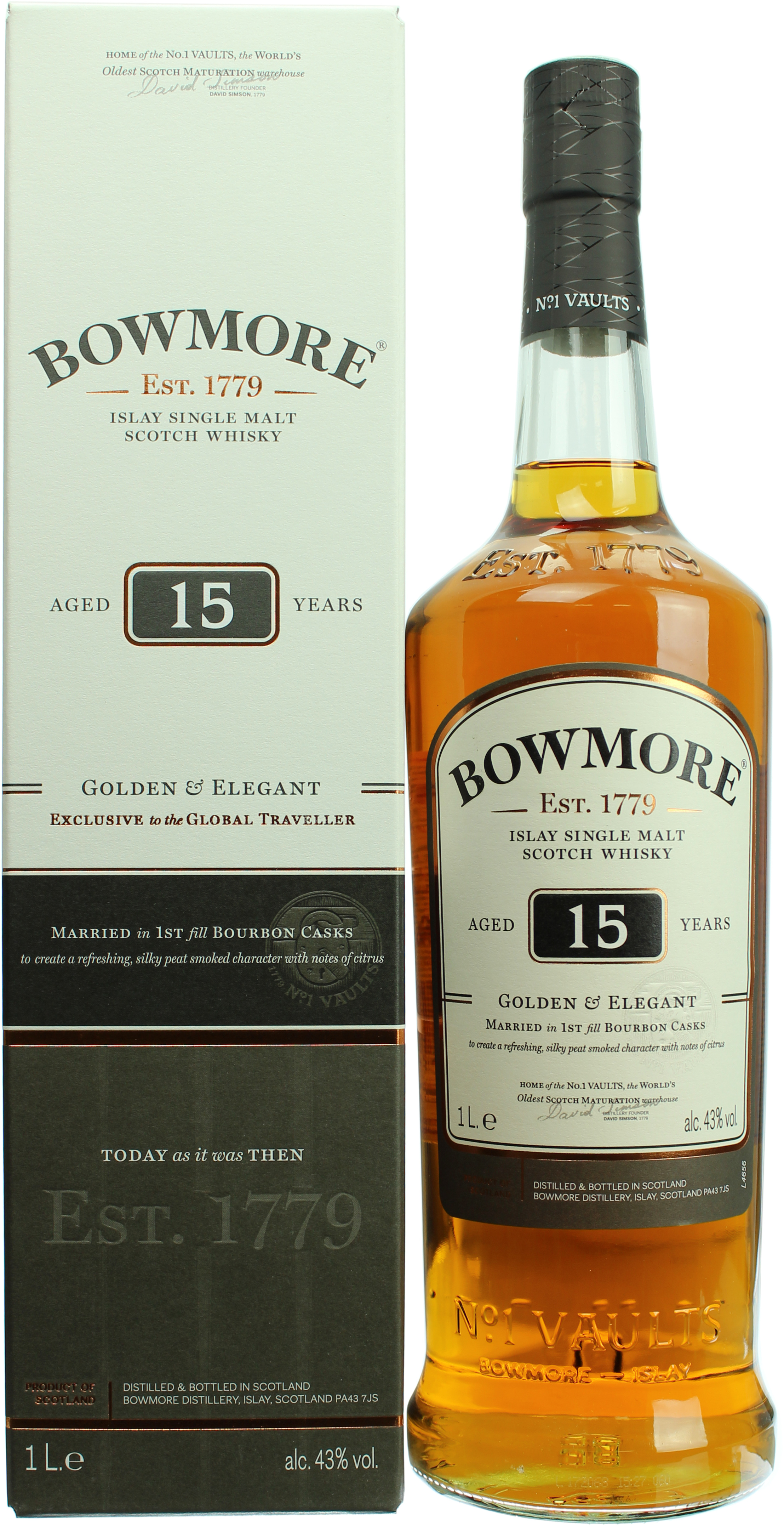 Bowmore 15 Jahre Golden & Elegant 43.0% 1 Liter