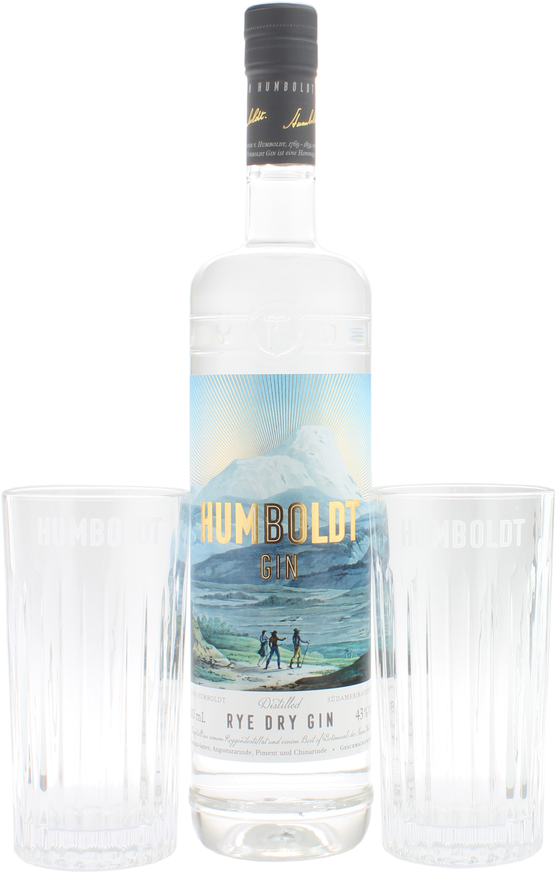 Humboldt Rye Dry Gin Set mit 2 Longdrink Gläsern 43.0% 0,7l