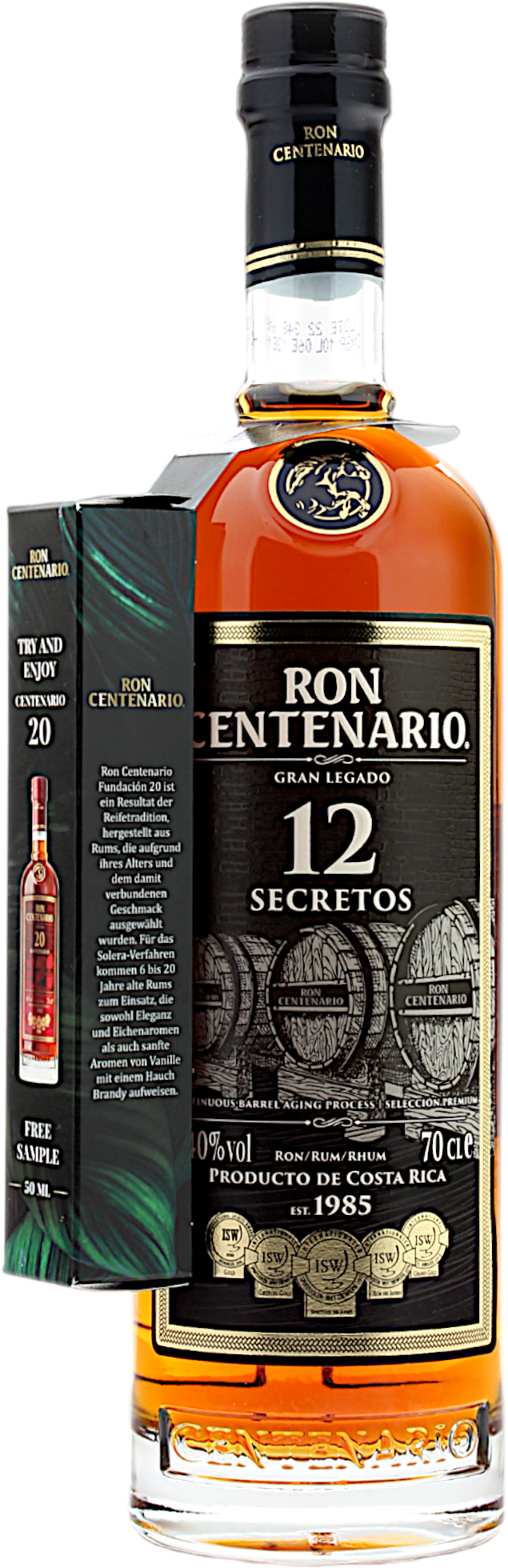 Ron Centenario 12 Secretos mit einer Centenario 20 Miniatur 40.0% 0,75l