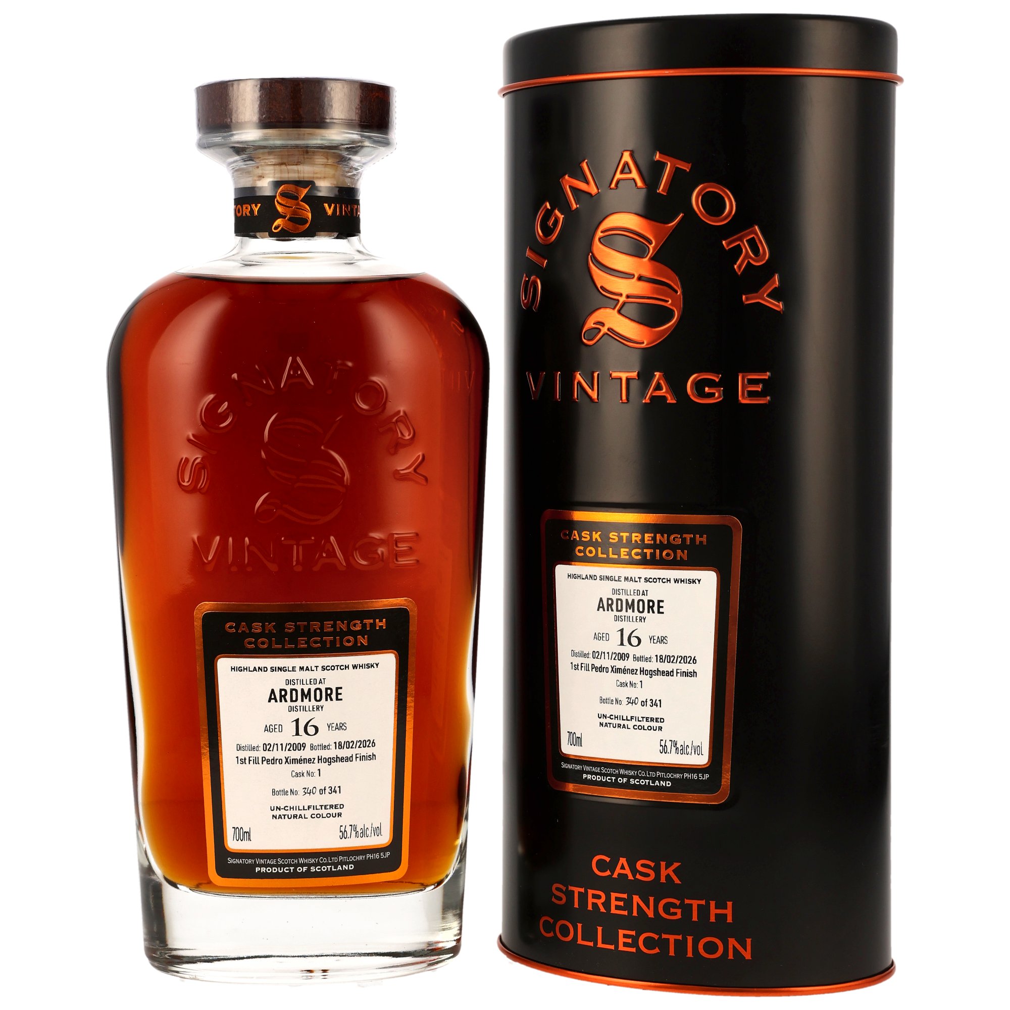 Ardmore 16 Jahre 2009/2026 1st Fill PX Sherry Cask Finish #1 Signatory Cask Strength 56.7% 0,7l