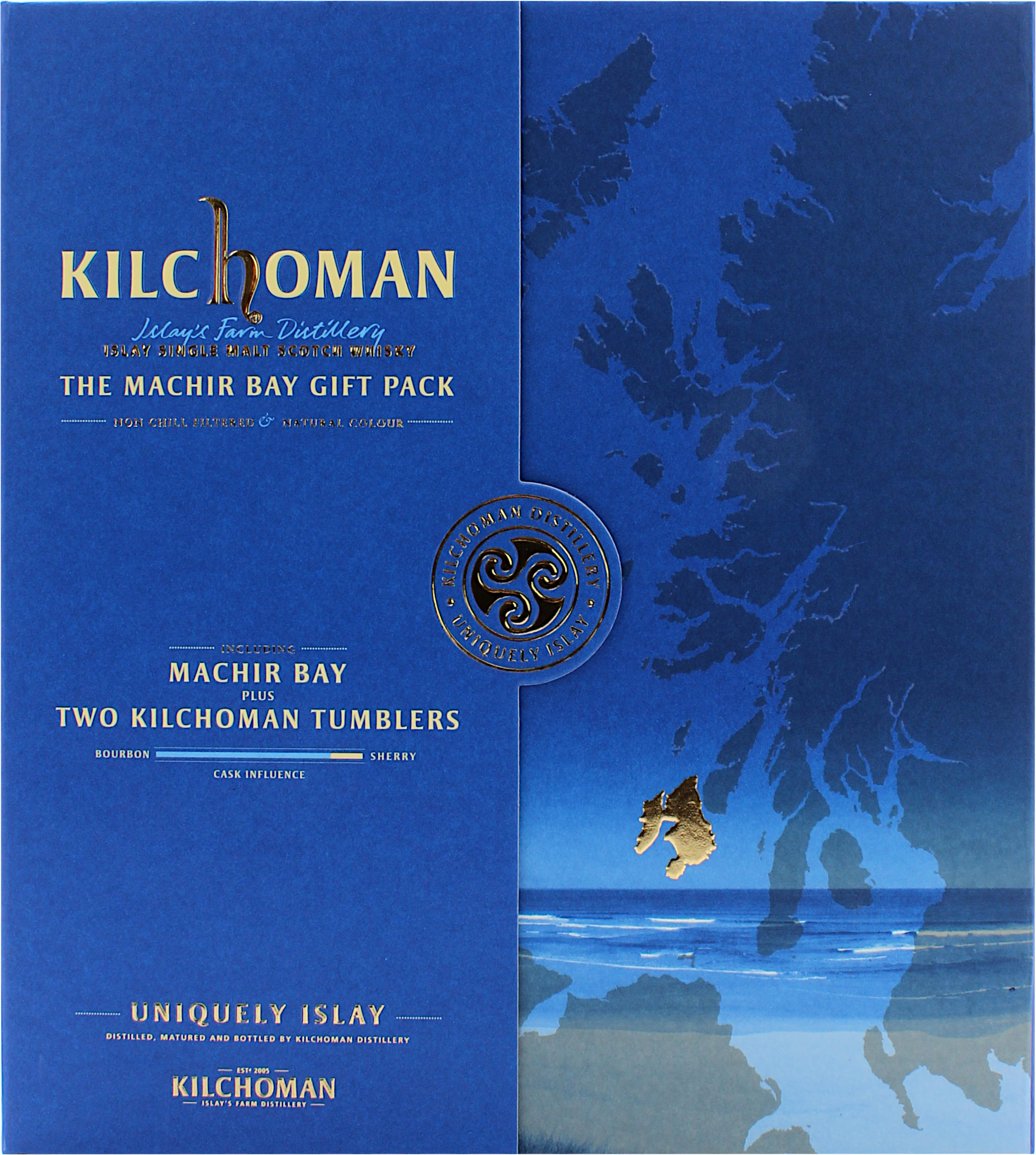 Kilchoman Machir Bay Geschenkbox mit zwei Tumblern 46.0% 0,7l