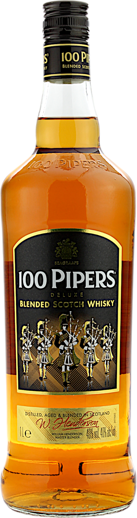 100 Pipers Deluxe Seagram's Blended Scotch Whisky 40.0% 1 Liter