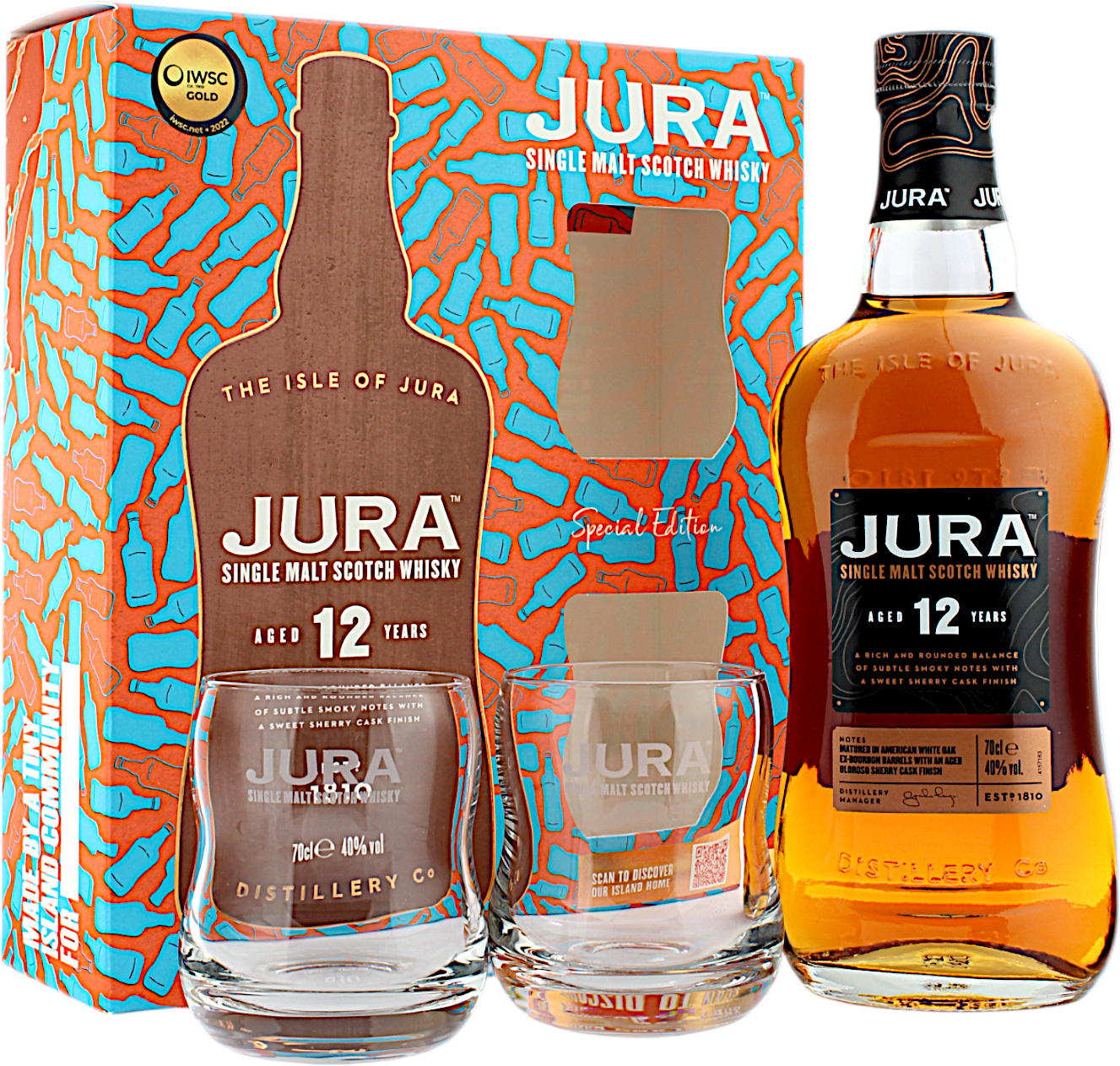 Jura 12 Jahre Geschenkset mit 2 Gläsern 40.0% 0,7l