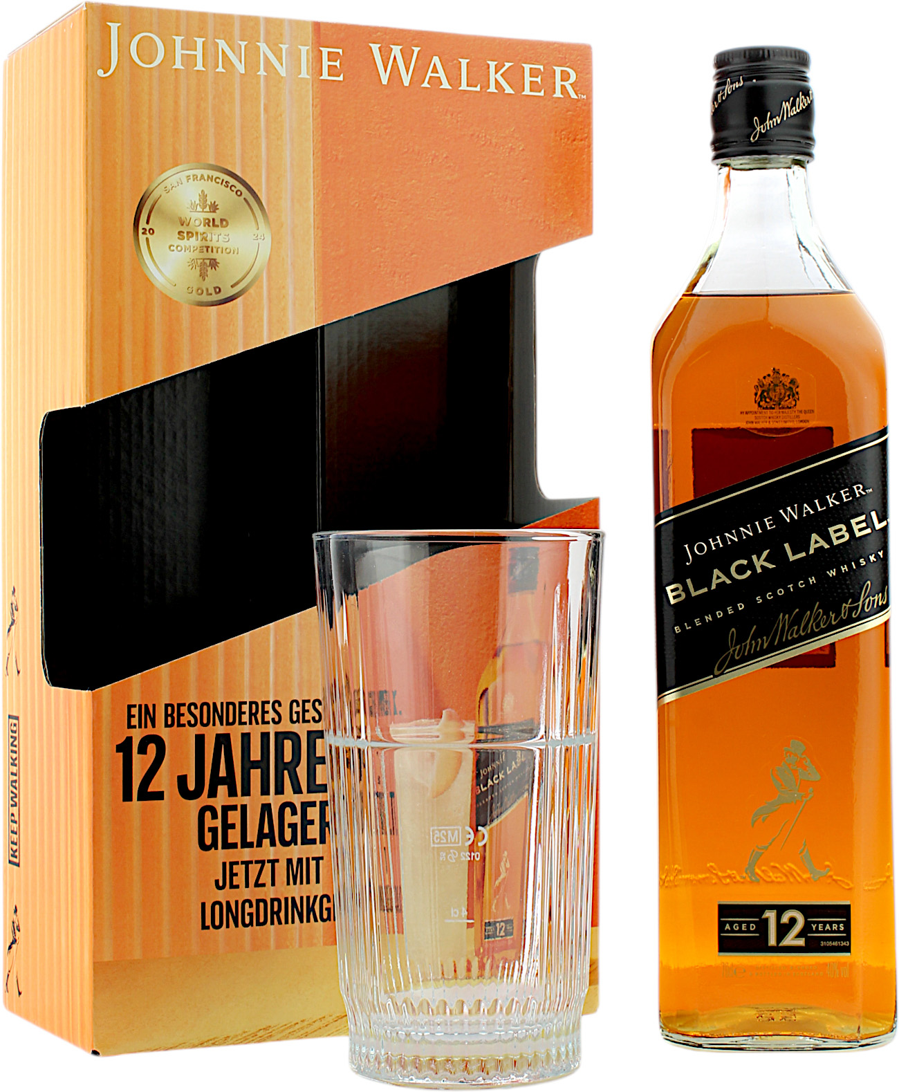 Johnnie Walker Black 12 Jahre Geschenkset mit Highball Glas 40.0% 0,7l
