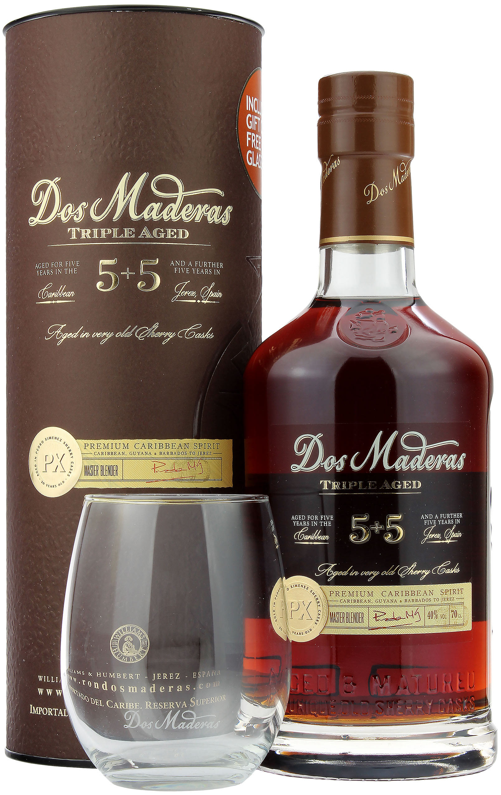 Dos Maderas PX 5+5 Geschenkset mit Glas 40.0% 0,7l