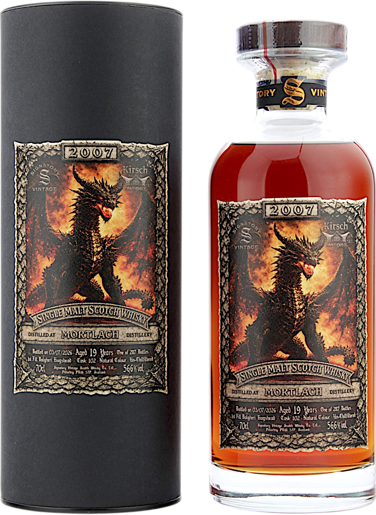 Mortlach 19 Jahre 2007/2026 1st Fill Bolgheri Cask #102 Signatory KIRSCH DRAGON 56.6% 0,7l