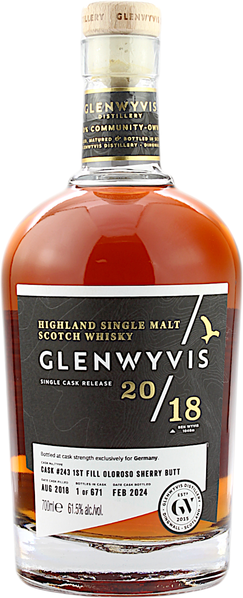 GlenWyvis 5 Jahre 2018/2024 1st Fill Oloroso Sherry Cask #243 61.5% 0,7l