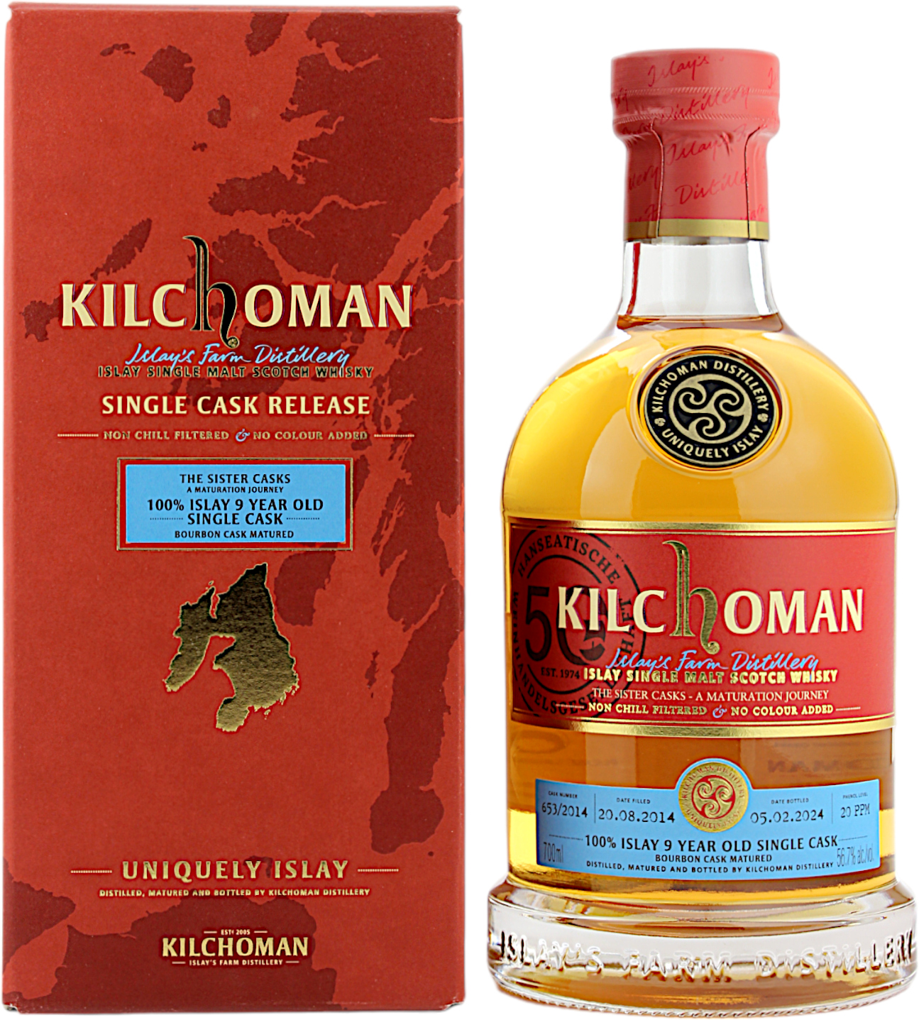 Kilchoman 100% Islay 9 Jahre 2014/2024 Bourbon Single Cask 653 The Sister Casks 56.7% 0,7l