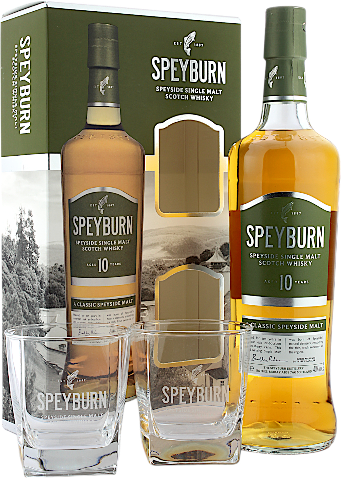 Speyburn 10 Jahre Geschenkset mit 2 Gläser 40.0% 0,7l